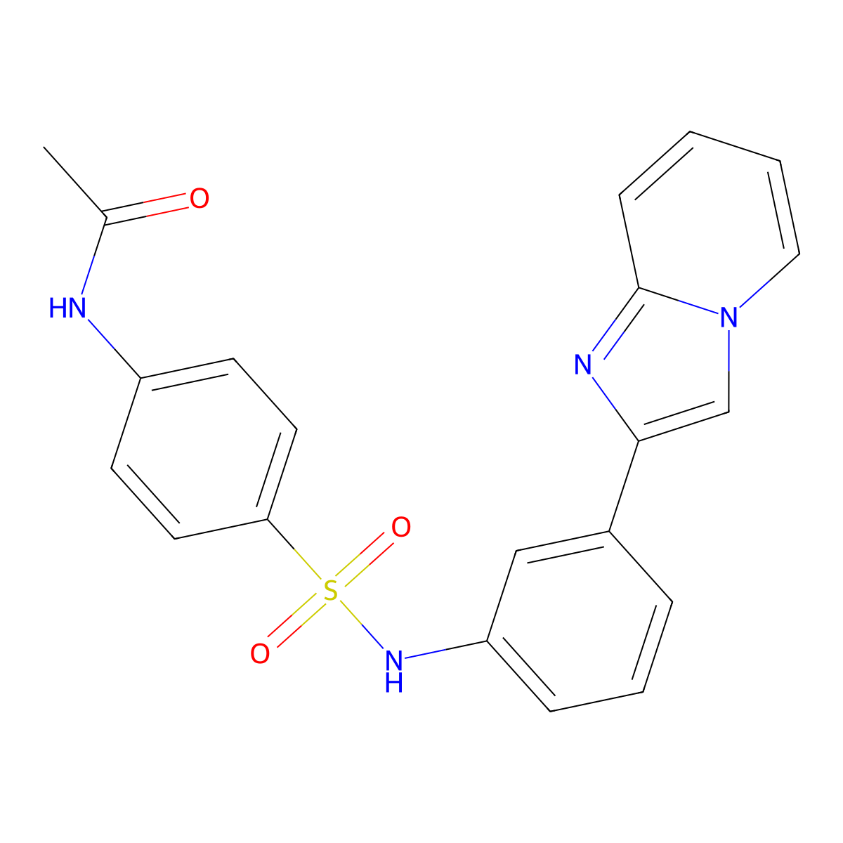N-{4-[(3-{imidazo[1,2-a]pyridin-2-yl}phenyl)sulfamoyl]phenyl}acetamide molecular structure, CAS 537021-04-8