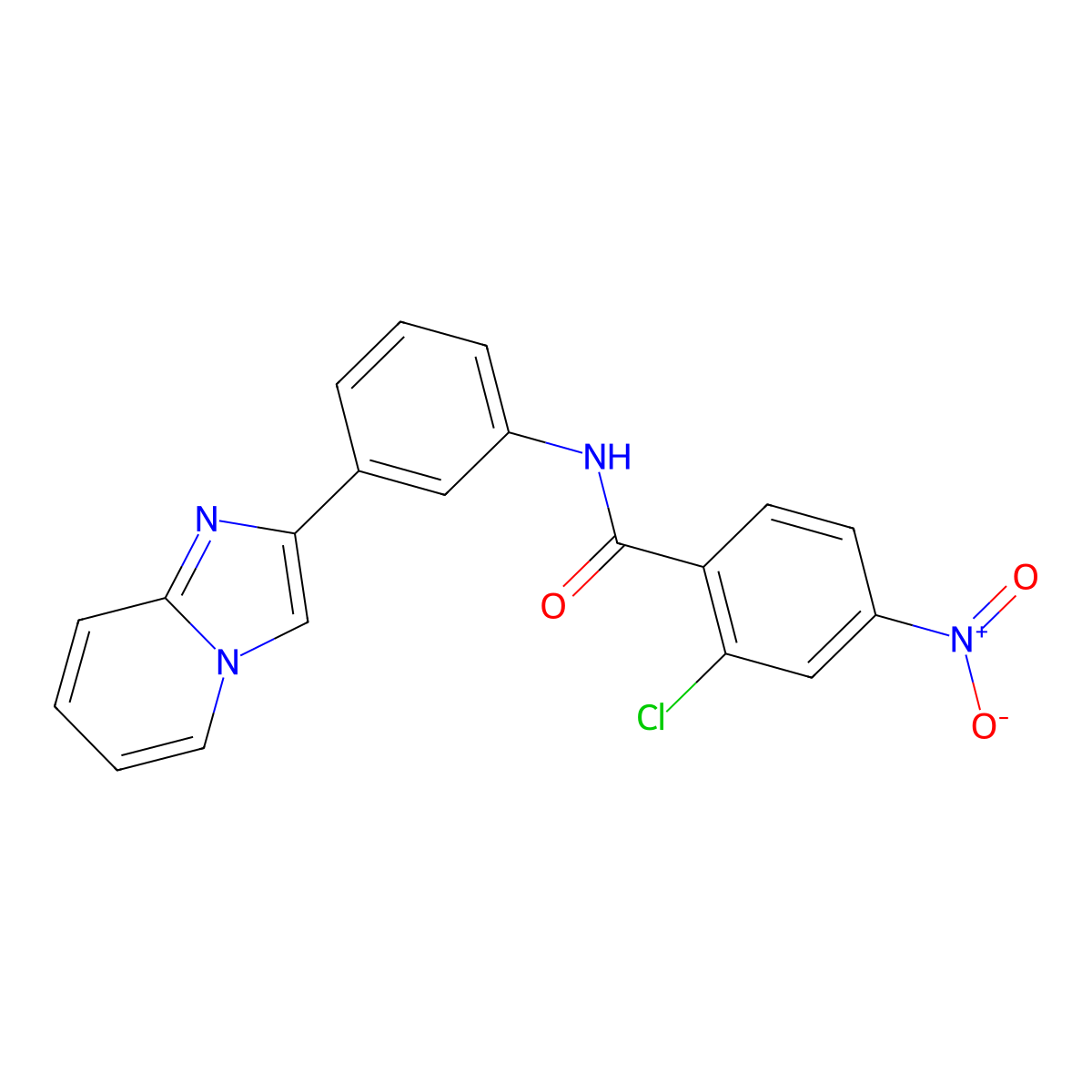 2-chloro-N-(3-imidazo[1,2-a]pyridin-2-ylphenyl)-4-nitrobenzamide molecular structure, CAS 537021-07-1