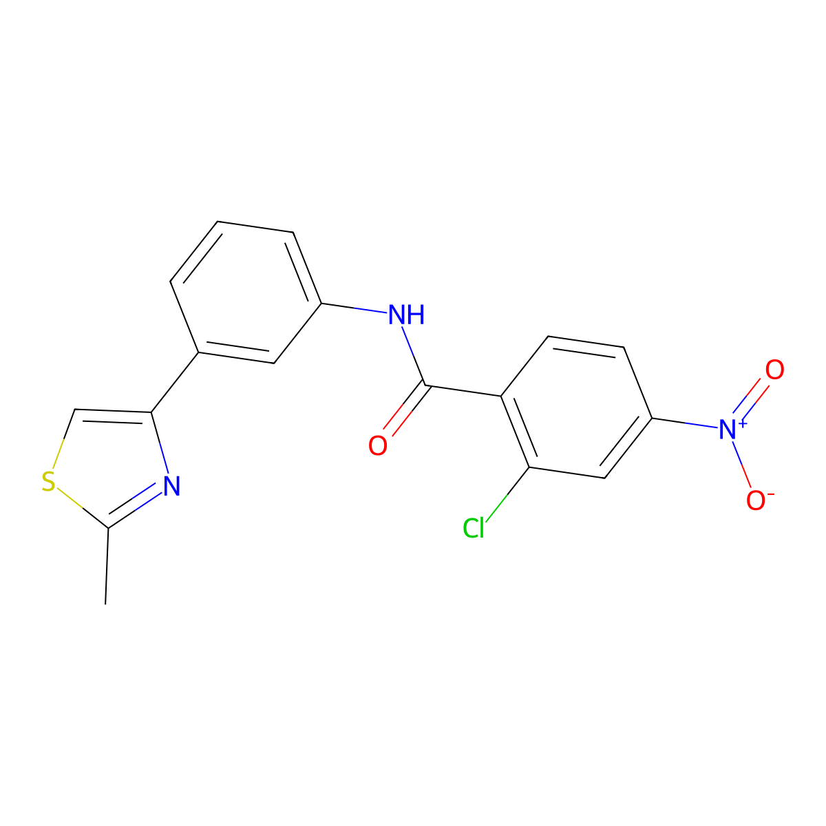 2-chloro-N-[3-(2-methyl-1,3-thiazol-4-yl)phenyl]-4-nitrobenzamide molecular structure, CAS 537021-18-4