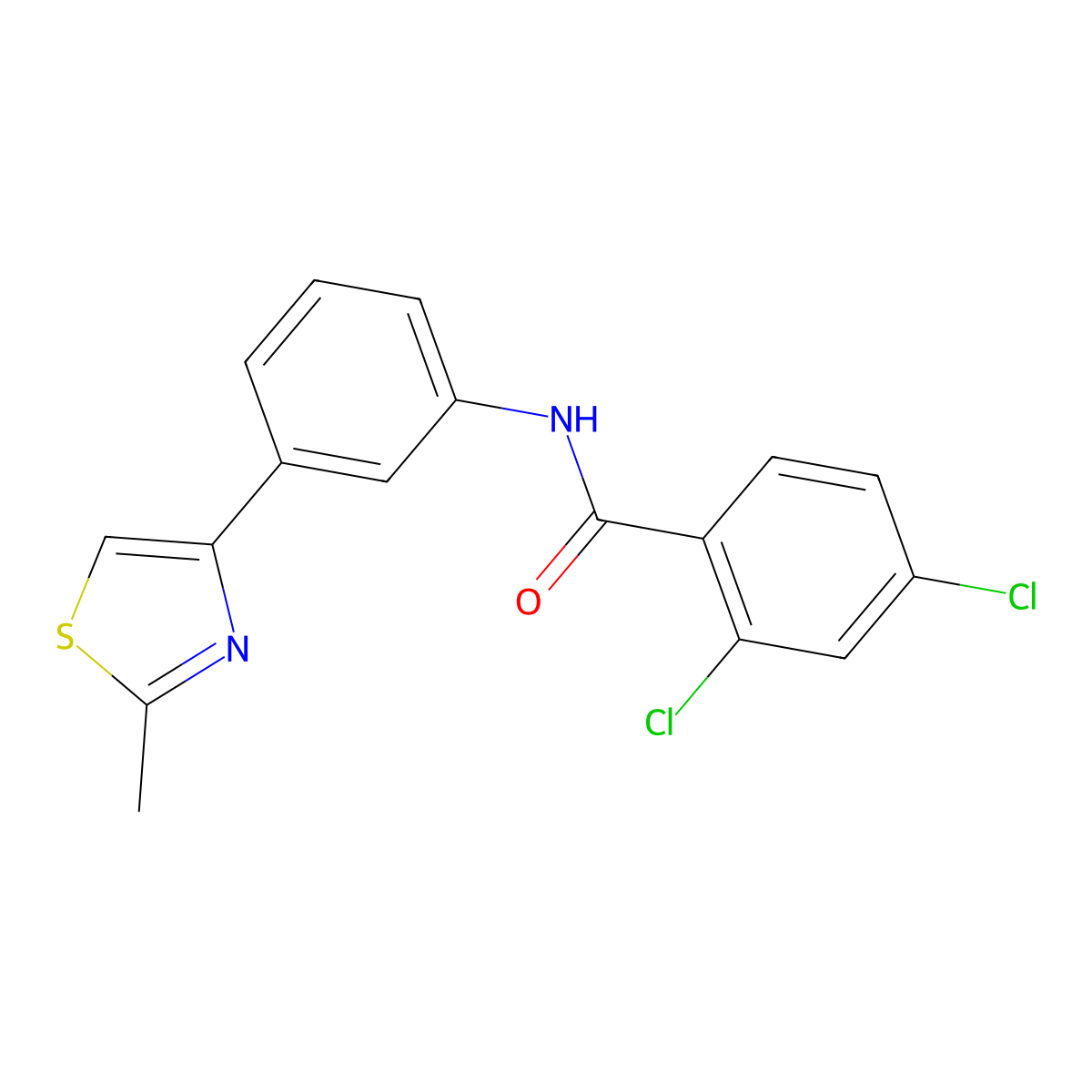 2,4-dichloro-N-[3-(2-methyl-1,3-thiazol-4-yl)phenyl]benzamide molecular structure, CAS 537021-19-5