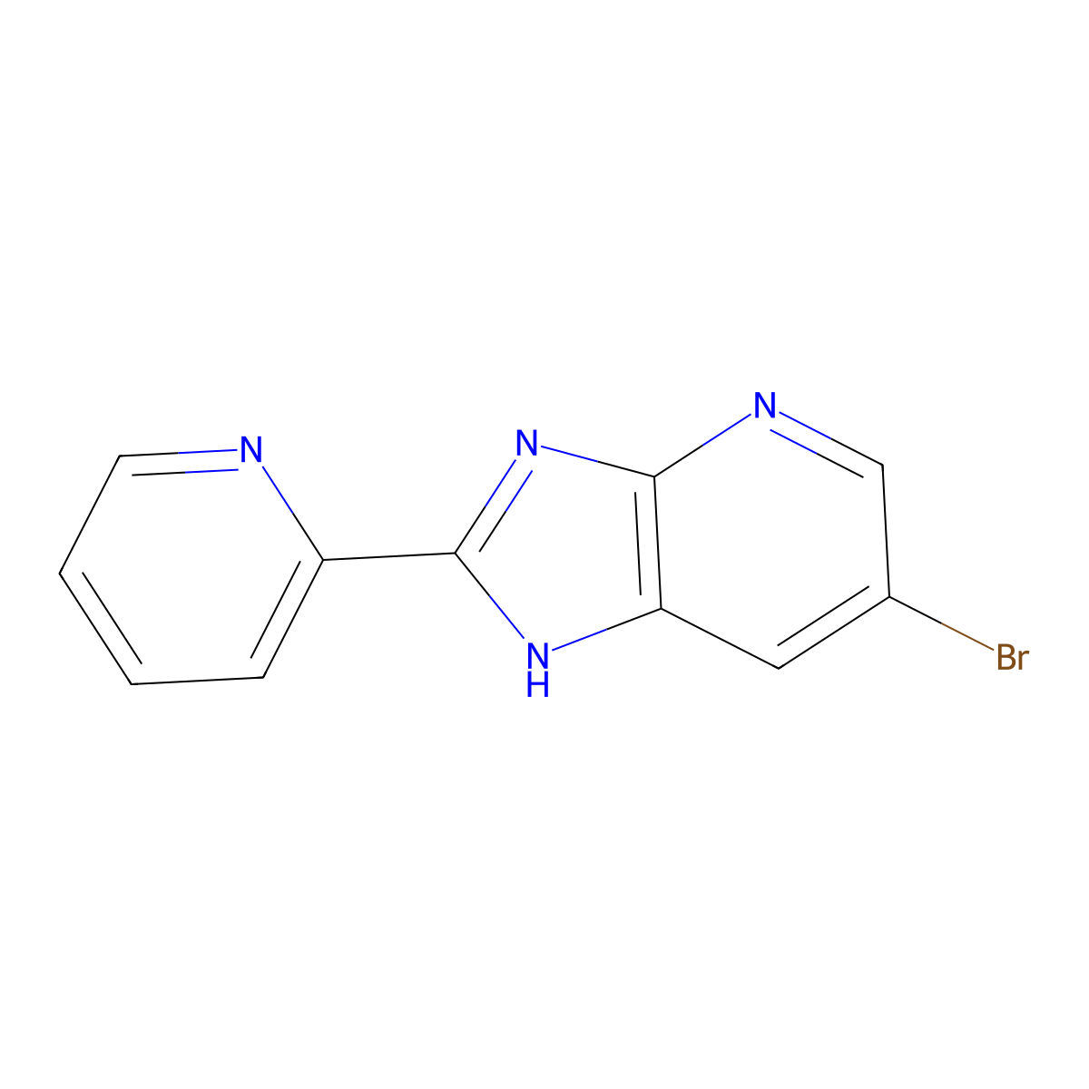 2-{6-bromo-3H-imidazo[4,5-b]pyridin-2-yl}pyridine molecular structure, CAS 537029-58-6