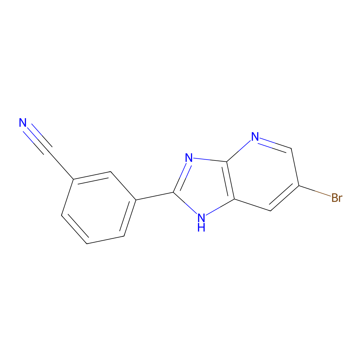 3-(6-Bromo-3H-imidazo[4,5-b]pyridin-2-yl)benzonitrile molecular structure, CAS 537029-61-1