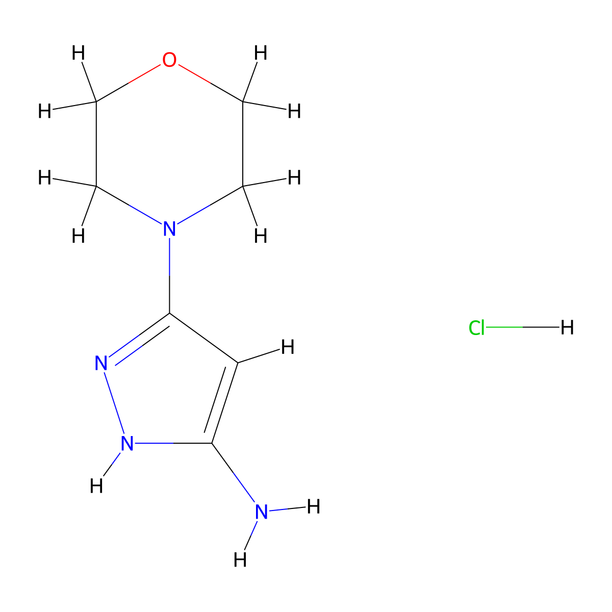 5-Morpholino-1H-pyrazol-3-amine hydrochloride molecular structure, CAS 537039-13-7