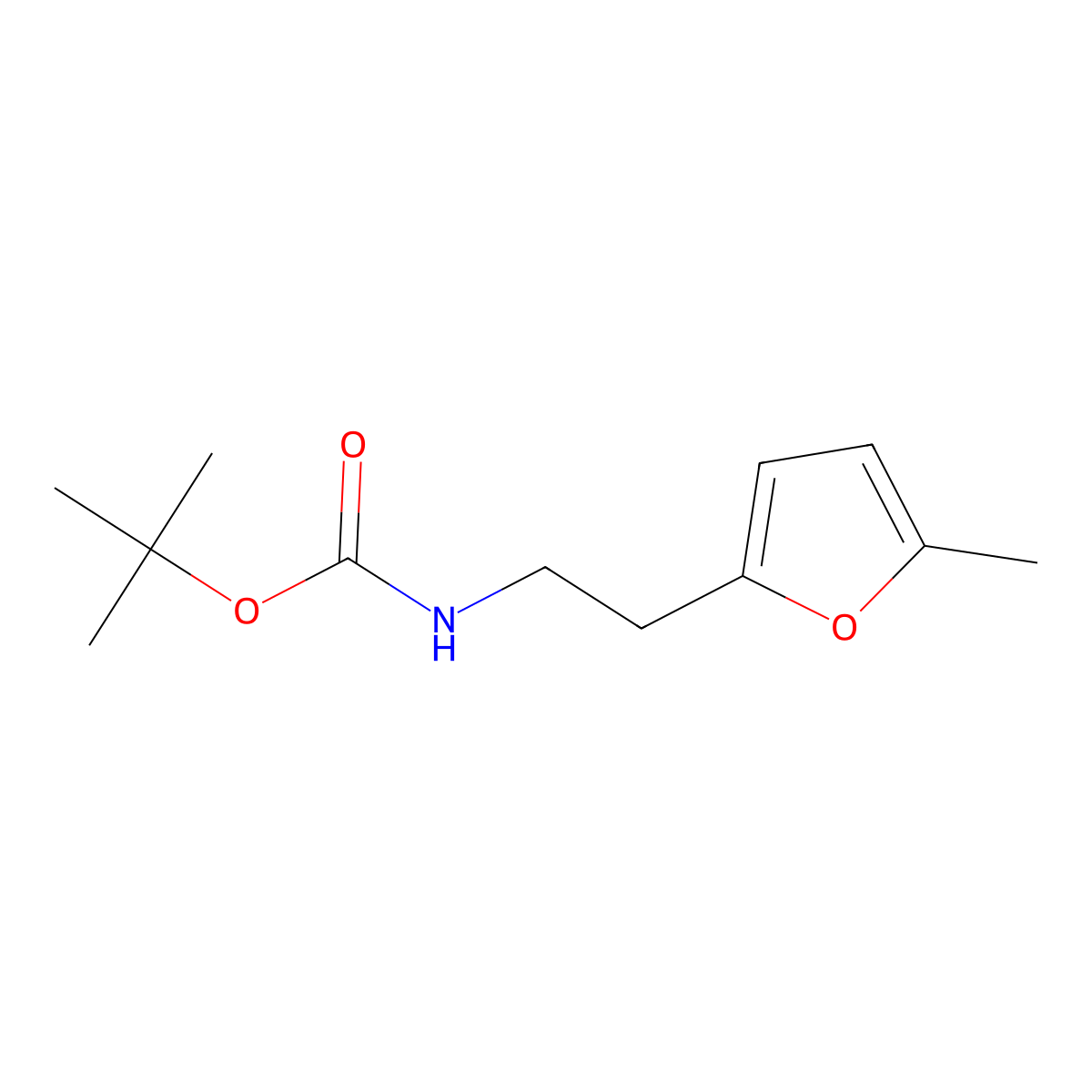 Tert-butyl 2-(5-methylfuran-2-yl)ethylcarbamate molecular structure, CAS 537041-67-1
