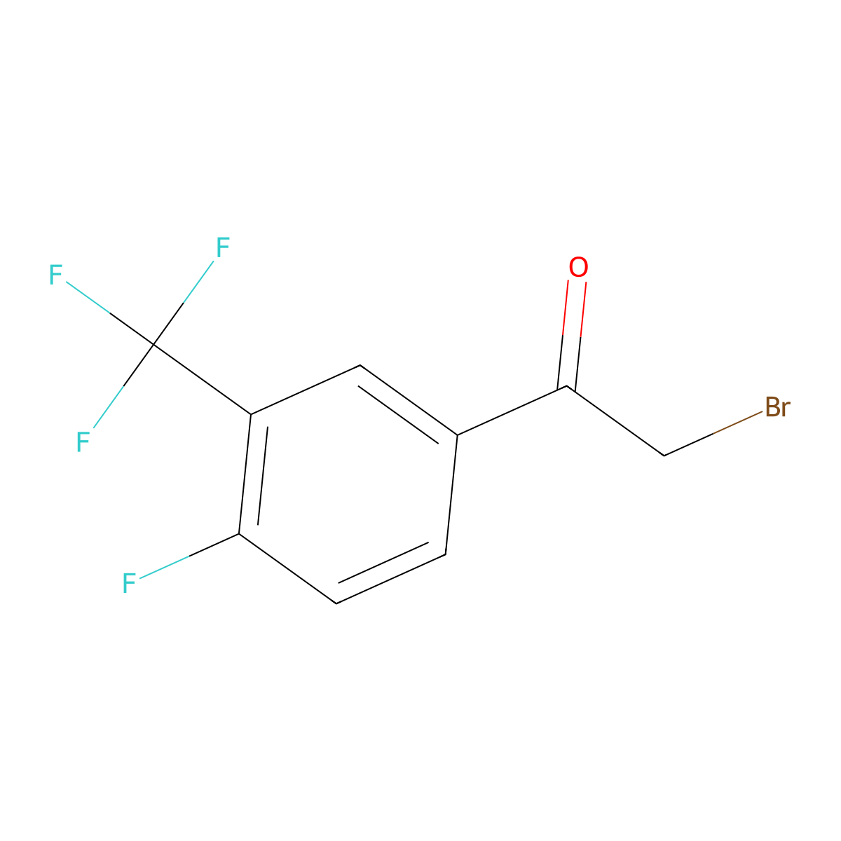 2-Bromo-4'-fluoro-3'-(trifluoromethyl)acetophenone molecular structure, CAS 537050-14-9