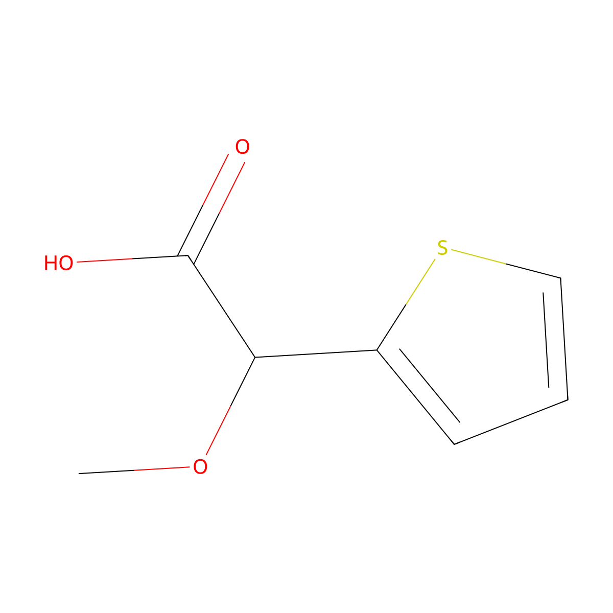 2-Methoxy-2-(thiophen-2-yl)acetic acid molecular structure, CAS 5371-94-8