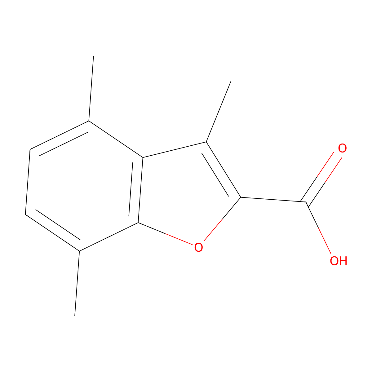 3,4,7-Trimethyl-1-benzofuran-2-carboxylic acid molecular structure, CAS 53715-96-1