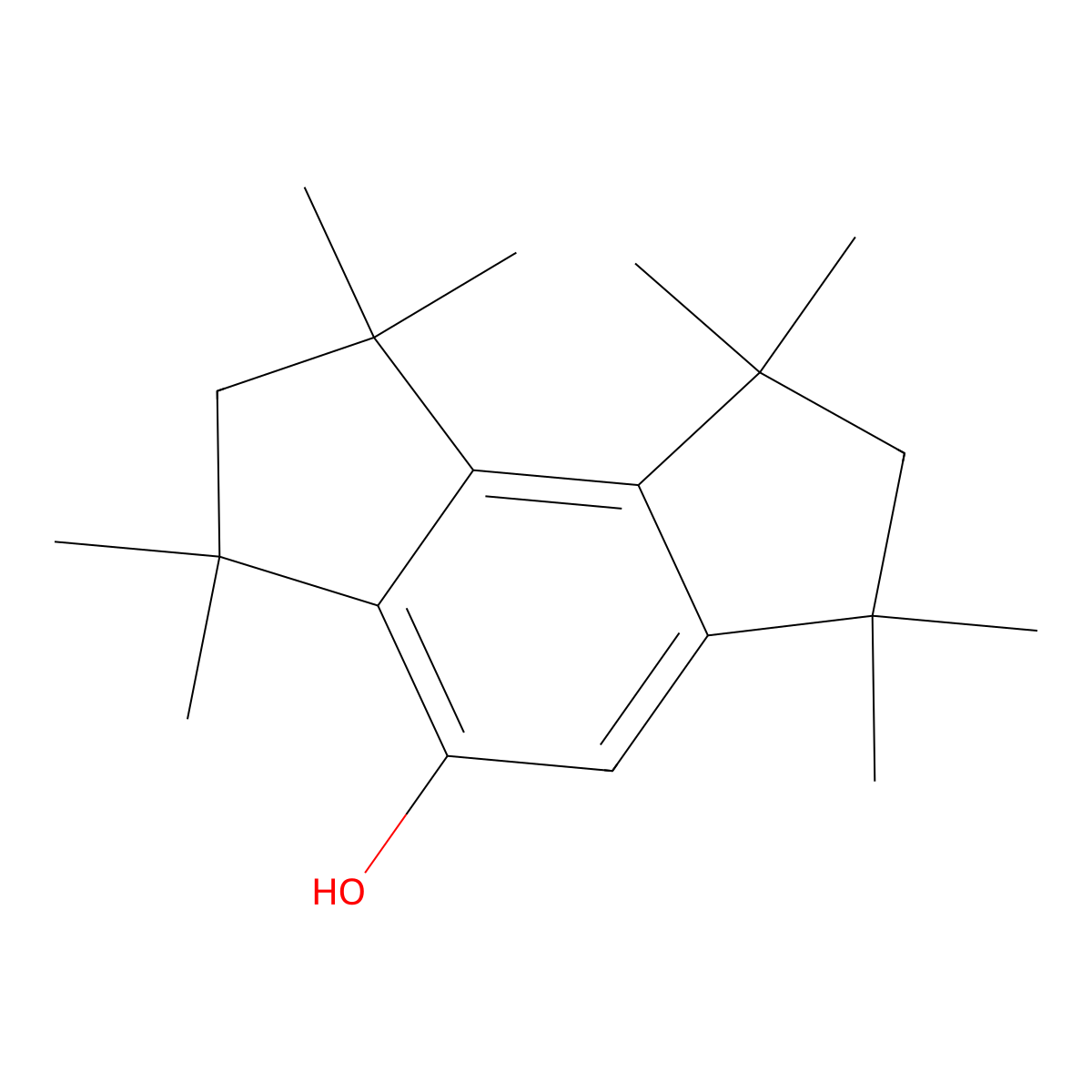 1,2,3,6,7,8-Hexahydro-1,1,3,3,6,6,8,8-octamethyl-as-indacen-4-ol molecular structure, CAS 53718-37-9