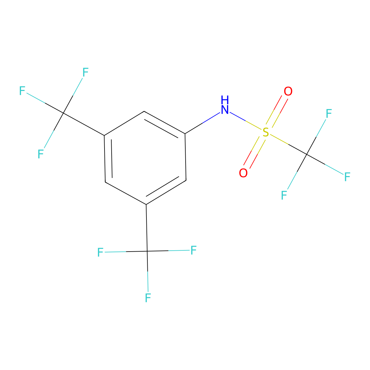 Methanesulfonamide, N-(3,5-bis(trifluoromethyl)phenyl)-1,1,1-trifluoro- molecular structure, CAS 53719-32-7