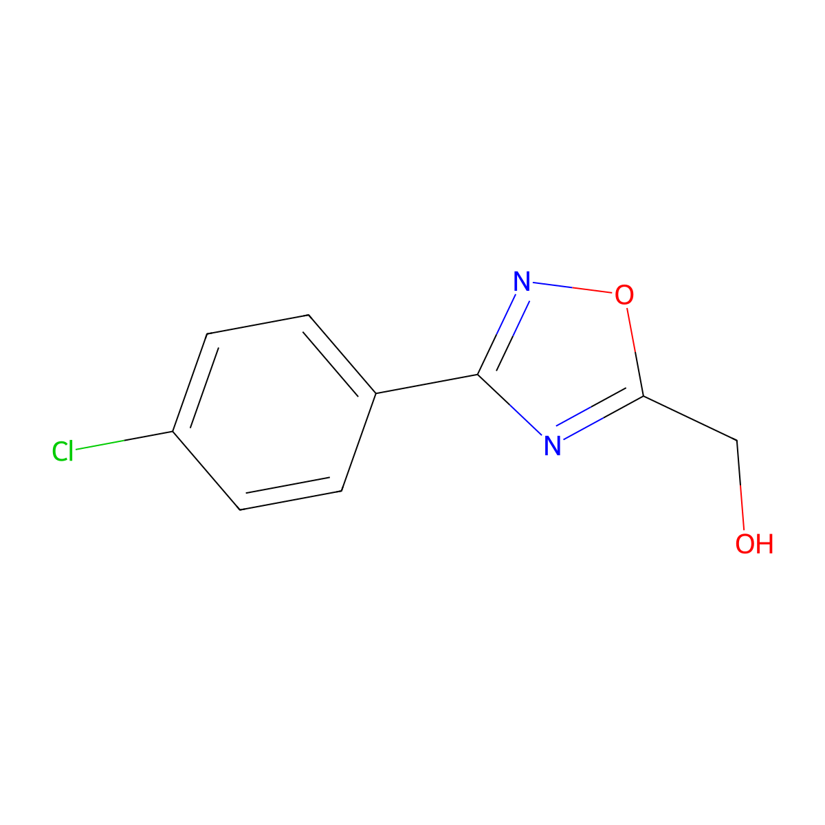 (3-(4-Chlorophenyl)-1,2,4-oxadiazol-5-yl)methanol molecular structure, CAS 5372-40-7