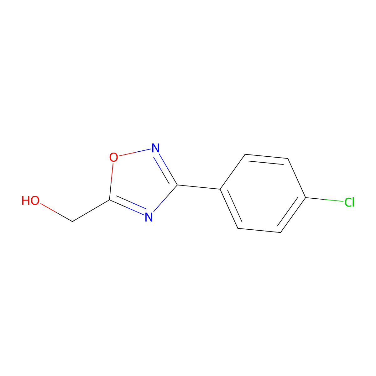 (3-(4-Chlorophenyl)-1,2,4-oxadiazol-5-yl)methanol molecular structure, CAS 5372-40-7