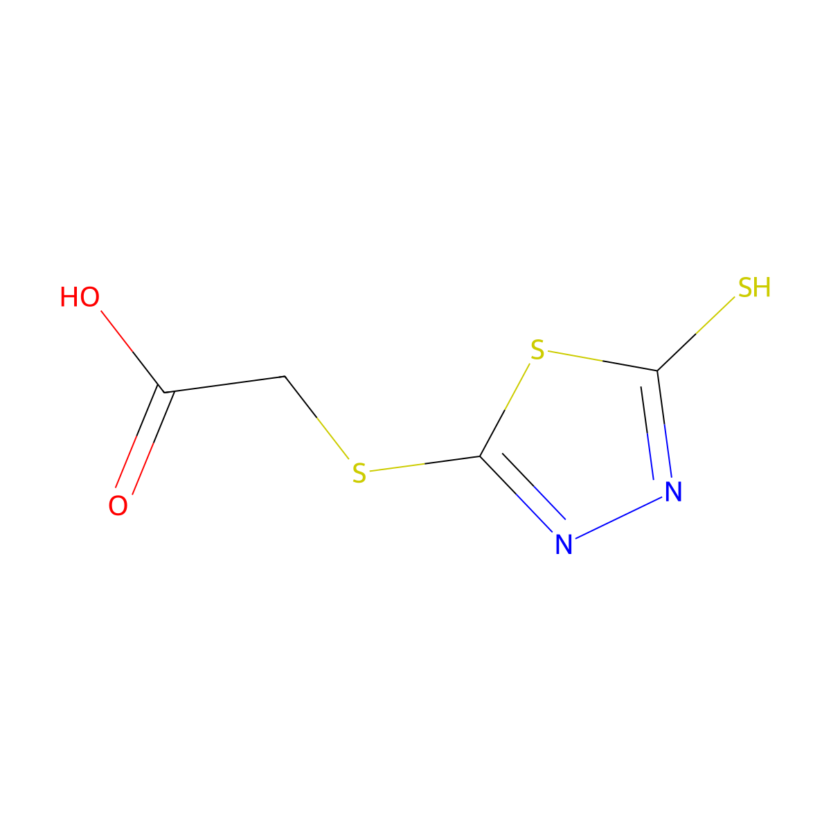 2-[(5-sulfanyl-1,3,4-thiadiazol-2-yl)sulfanyl]acetic acid molecular structure, CAS 53723-88-9