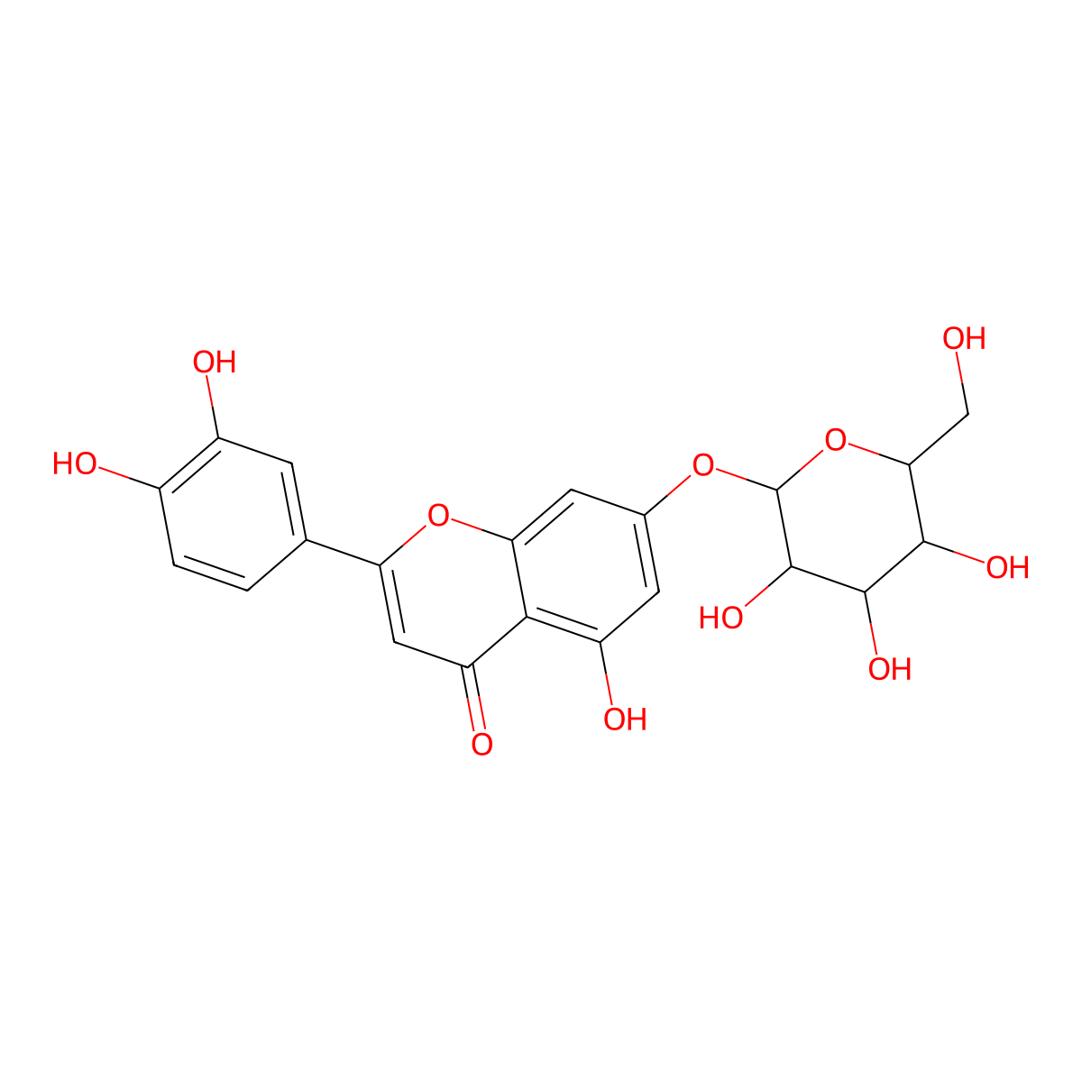 Luteolin 7-O-glucoside molecular structure, CAS 5373-11-5