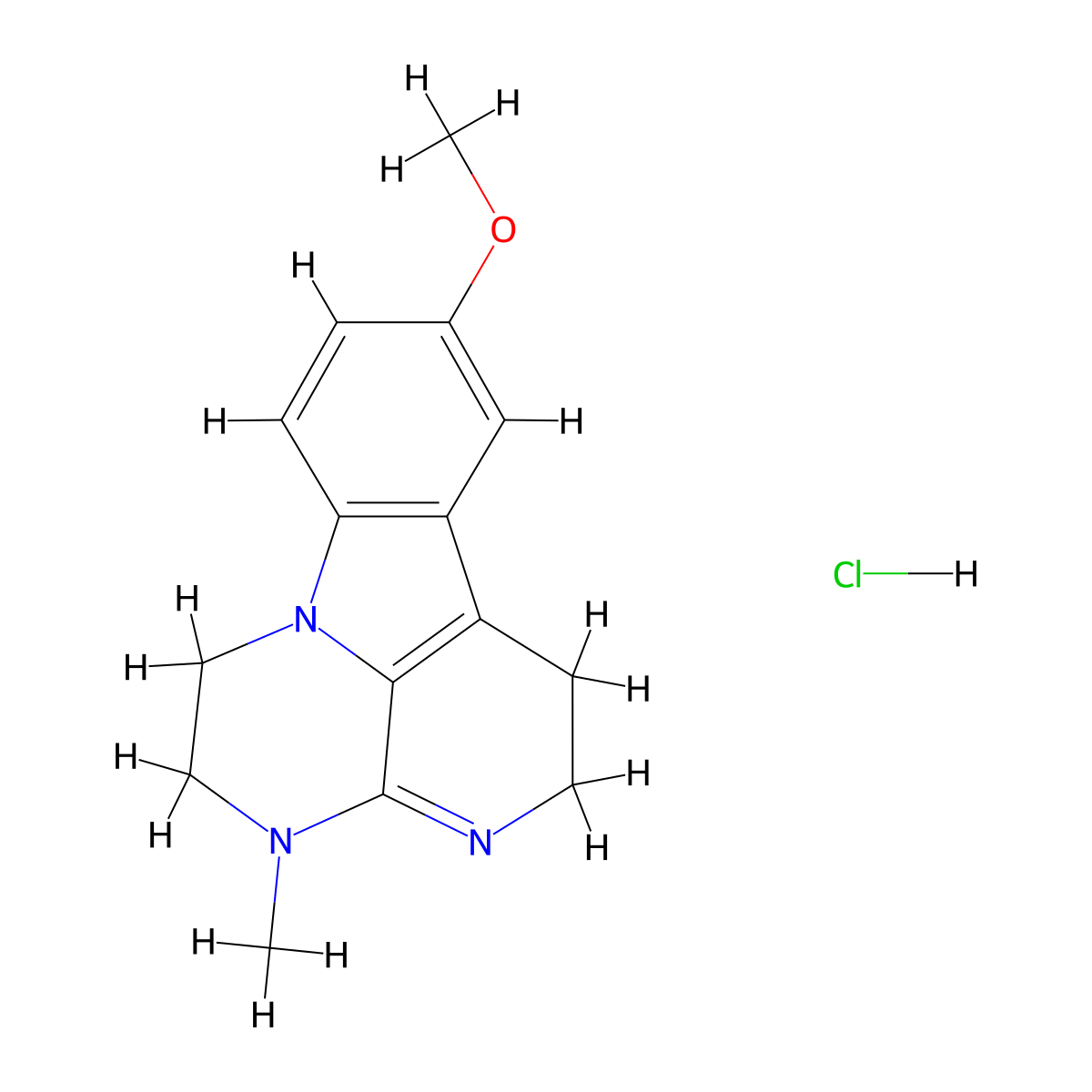 Metralindole monohydrochloride molecular structure, CAS 53734-79-5