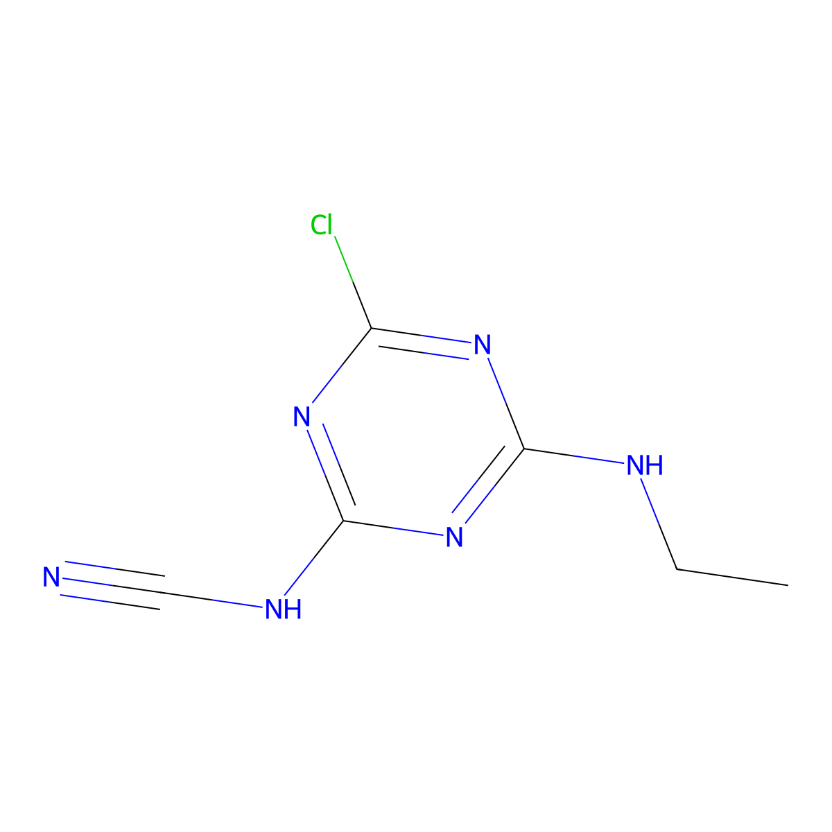 (4-Chloro-6-(ethylamino)-1,3,5-triazin-2-yl)cyanamide molecular structure, CAS 53736-45-1