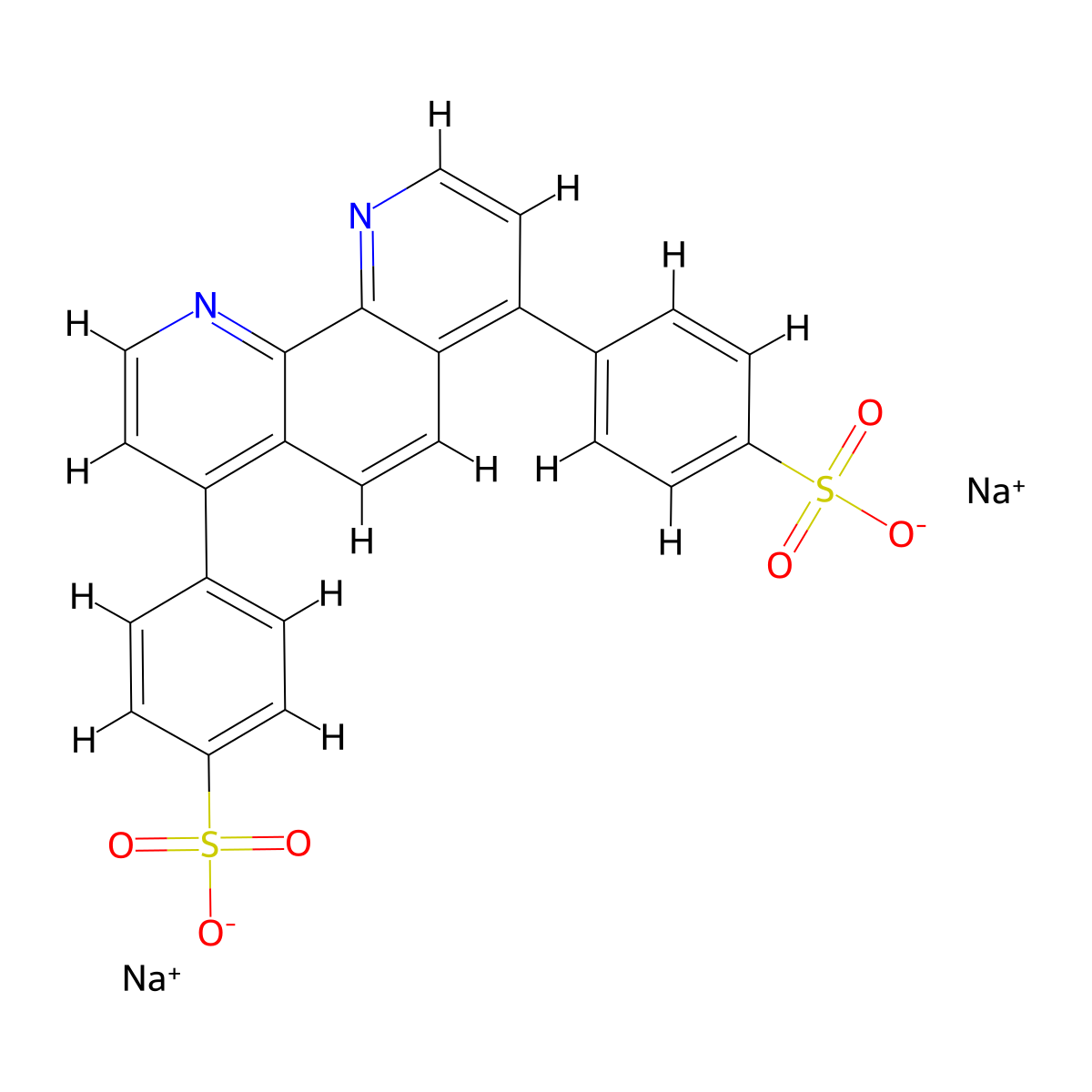 Benzenesulfonic acid, 4,4'-(1,10-phenanthroline-4,7-diyl)bis-, sodium salt (1:2) molecular structure, CAS 53744-42-6