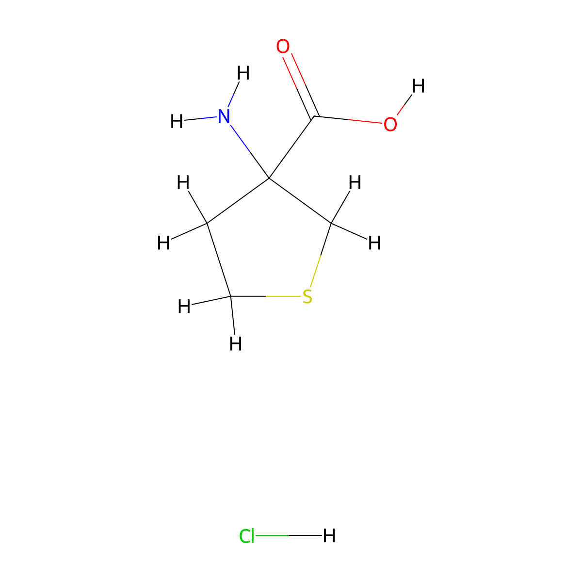 3-Amino-tetrahydro-thiophene-3-carboxylic acid hydrochloride molecular structure, CAS 53747-09-4