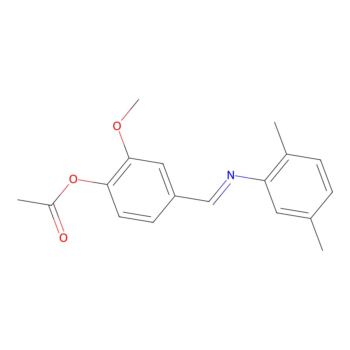 4-{(E)-[(2,5-dimethylphenyl)imino]methyl}-2-methoxyphenyl acetate molecular structure, CAS 5375-15-5