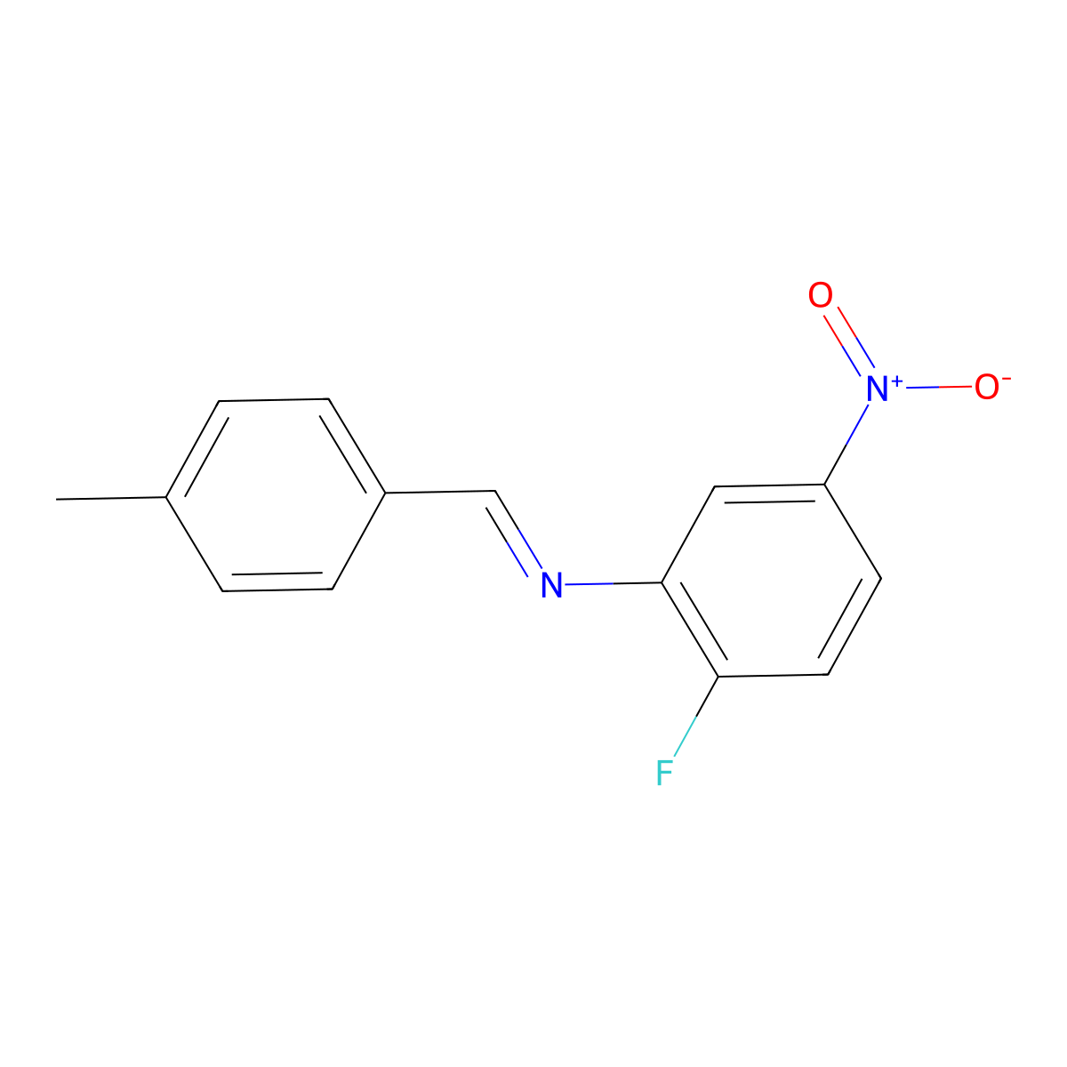 (E)-N-(2-Fluoro-5-nitrophenyl)-1-(4-methylphenyl)methanimine molecular structure, CAS 5375-22-4
