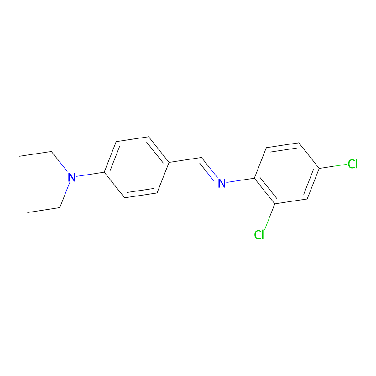 2,4-dichloro-N-[4-(diethylamino)benzylidene]aniline molecular structure, CAS 5375-34-8