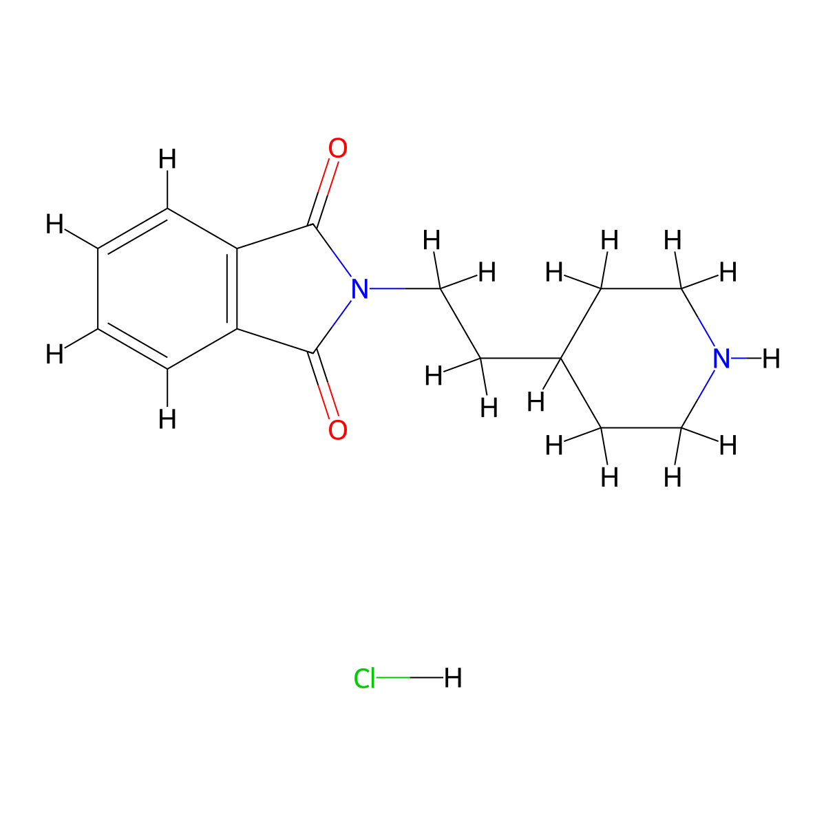 2-[2-(piperidin-4-yl)ethyl]-2,3-dihydro-1H-isoindole-1,3-dione hydrochloride molecular structure, CAS 53750-62-2