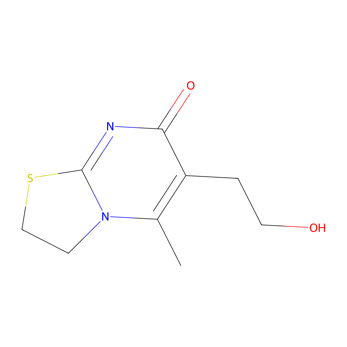 6-(2-hydroxyethyl)-5-methyl-2,3-dihydro-7H-[1,3]thiazolo[3,2-a]pyrimidin-7-one molecular structure, CAS 53750-92-8