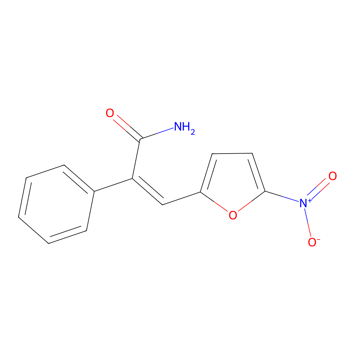 5-Nitro-alpha-phenyl-2-furanacrylamide molecular structure, CAS 53757-31-6