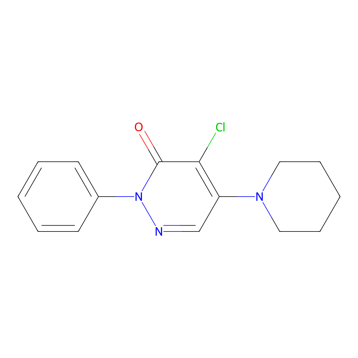 4-Chloro-2-phenyl-5-(1-piperidinyl)-3(2H)-pyridazinone molecular structure, CAS 5376-21-6