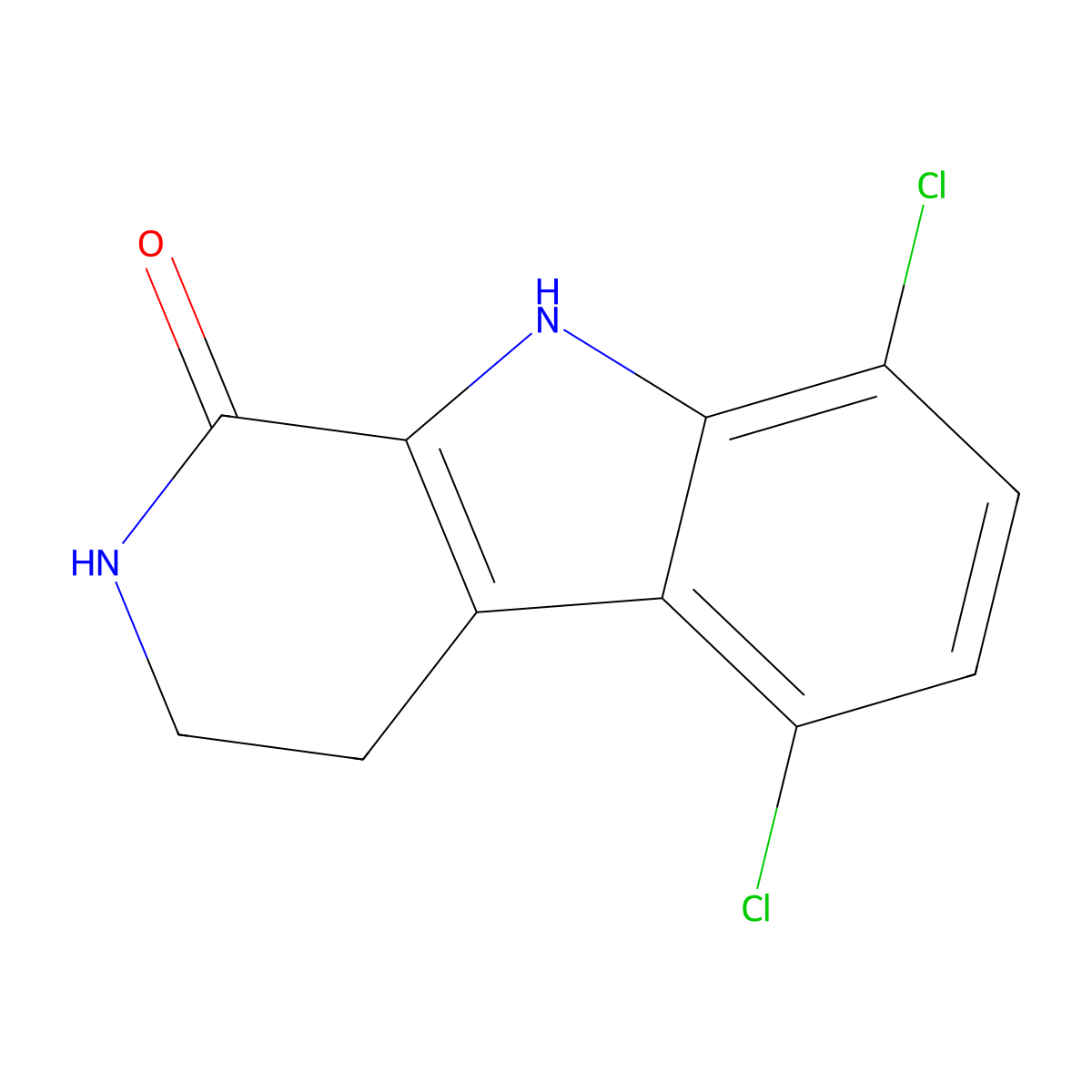 5,8-dichloro-2,3,4,9-tetrahydro-1H-beta-carbolin-1-one molecular structure, CAS 5376-46-5