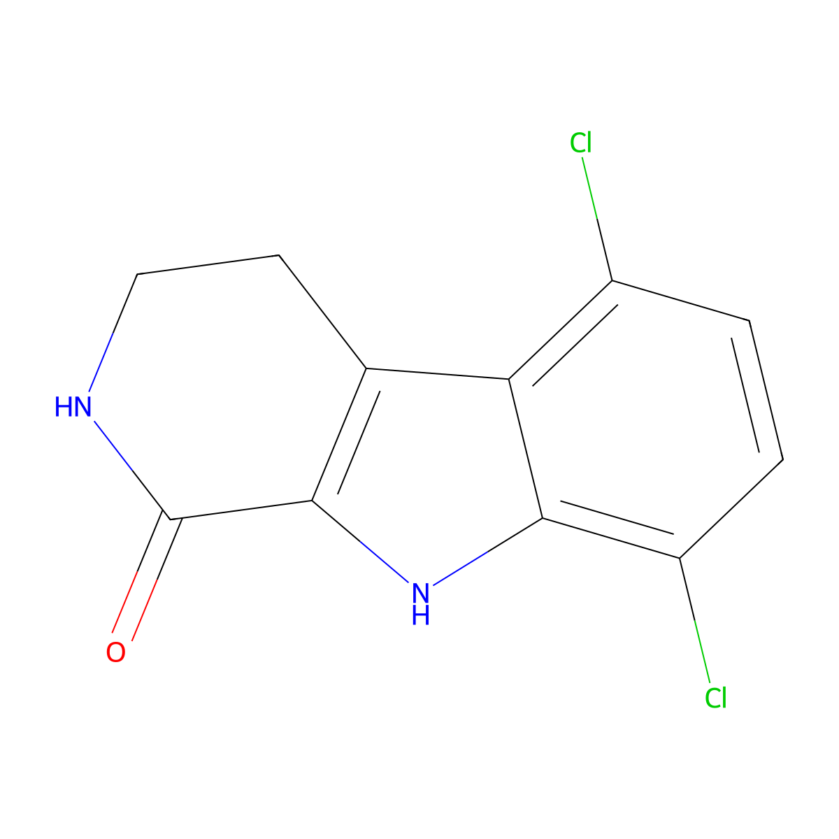 5,8-dichloro-2,3,4,9-tetrahydro-1H-beta-carbolin-1-one molecular structure, CAS 5376-46-5