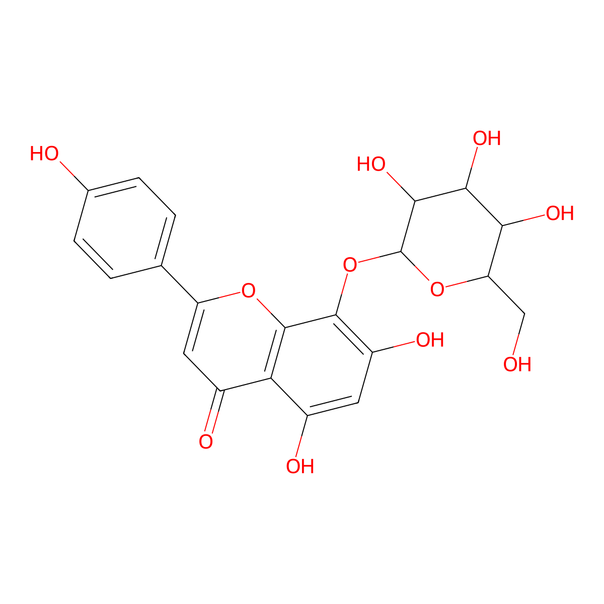 Isoscutellarein 8-O-glucoside molecular structure, CAS 53761-83-4