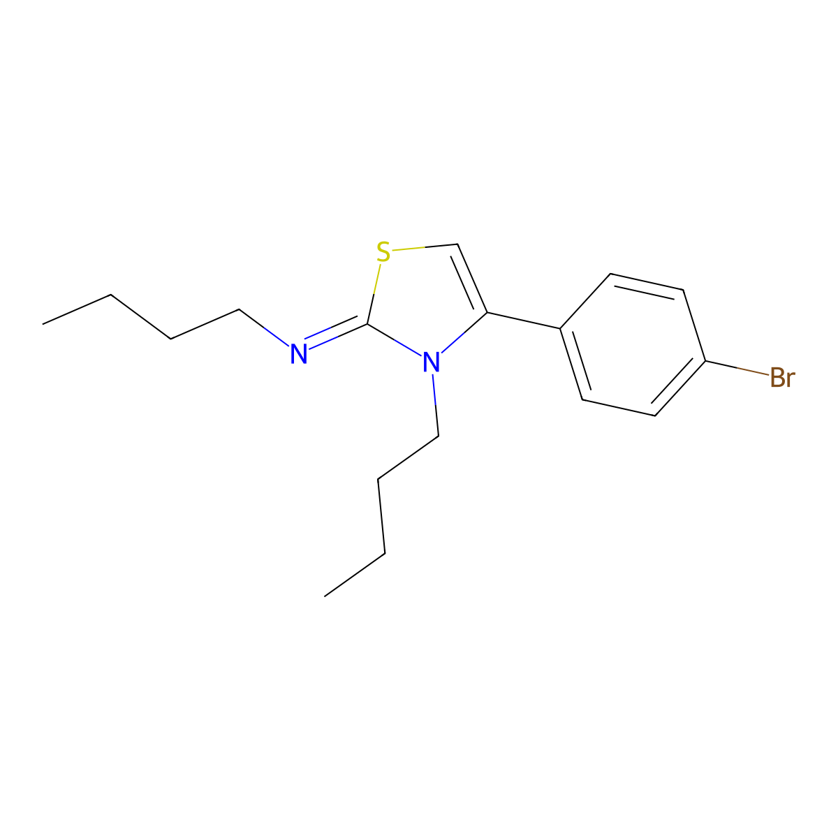 1-Butanamine, N-[4-(4-bromophenyl)-3-butyl-2(3H)-thiazolylidene]- molecular structure, CAS 537660-22-3