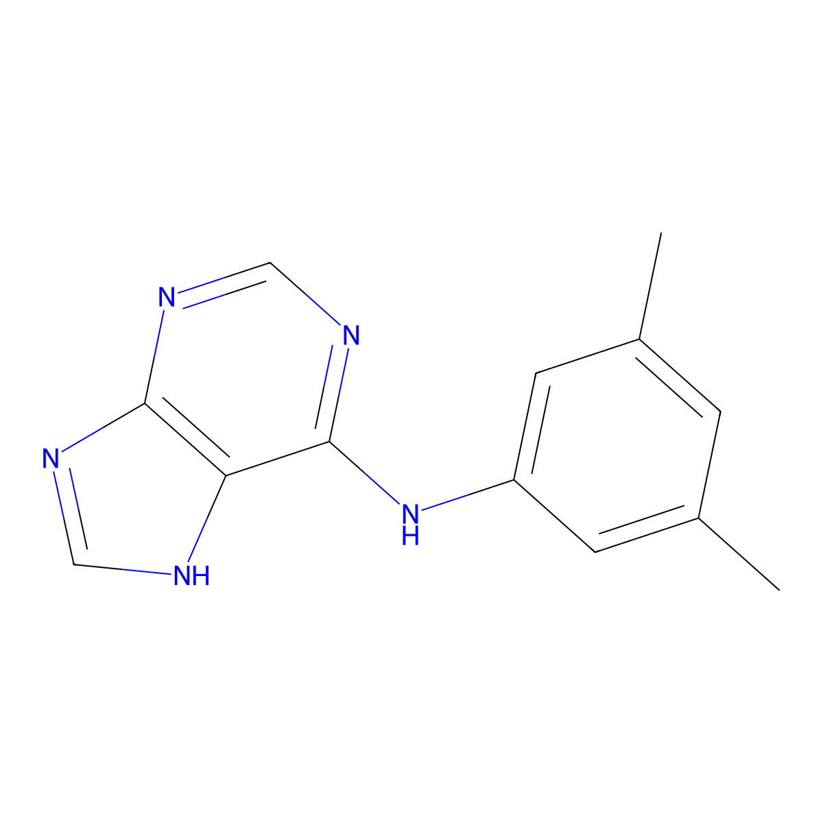 N-(3,5-dimethylphenyl)-9H-purin-6-amine molecular structure, CAS 537666-76-5