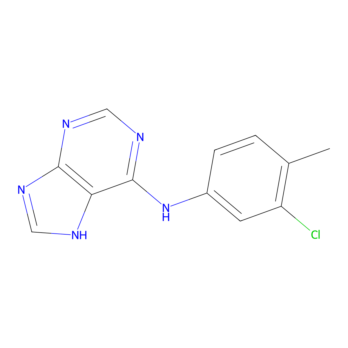 N-(3-chloro-4-methylphenyl)-7H-purin-6-amine molecular structure, CAS 537666-77-6