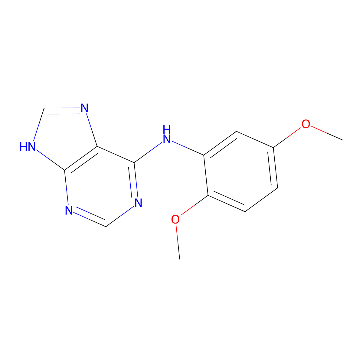 N-(2,5-dimethoxyphenyl)-9H-purin-6-amine molecular structure, CAS 537666-79-8