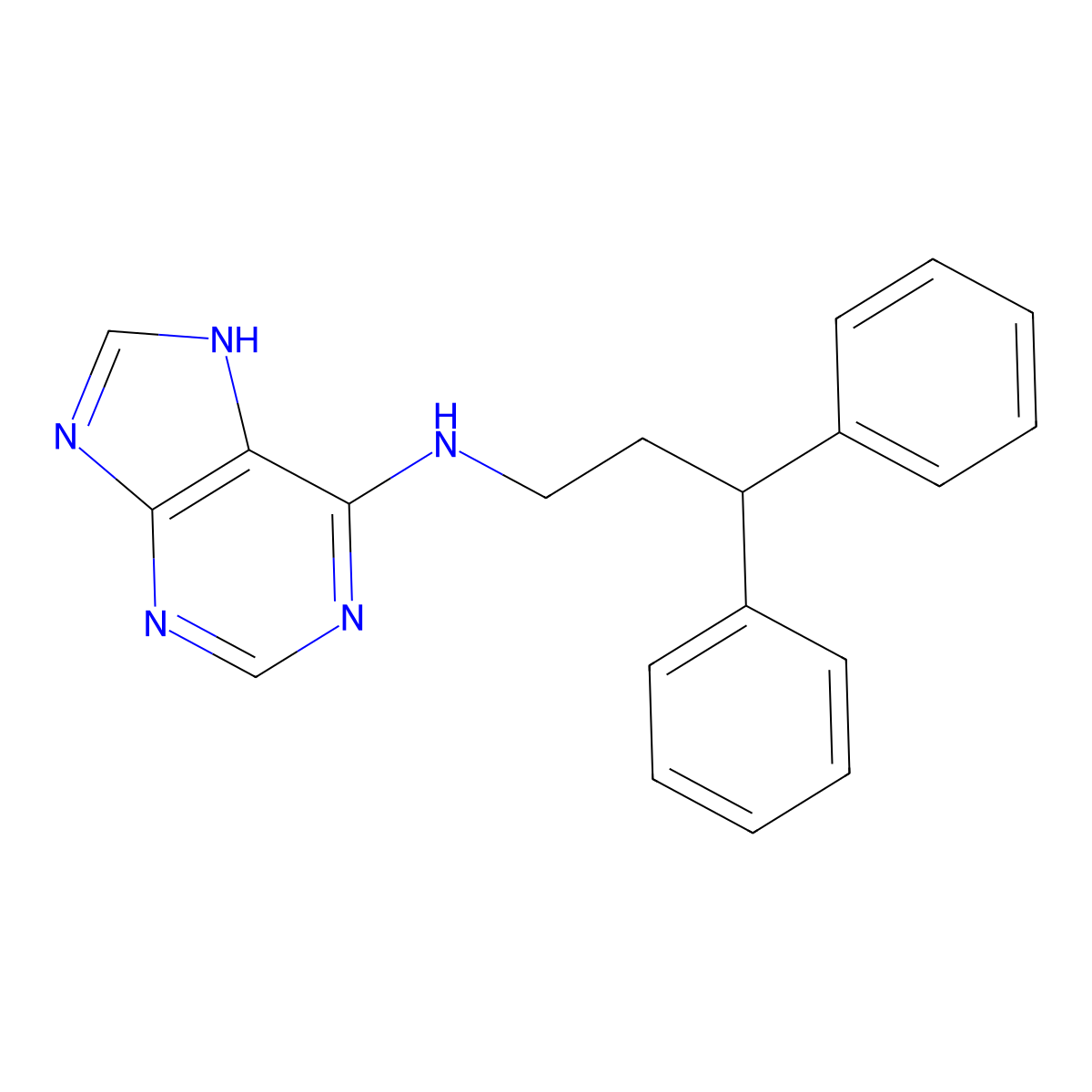 N-(3,3-diphenylpropyl)-7H-purin-6-amine molecular structure, CAS 537666-85-6