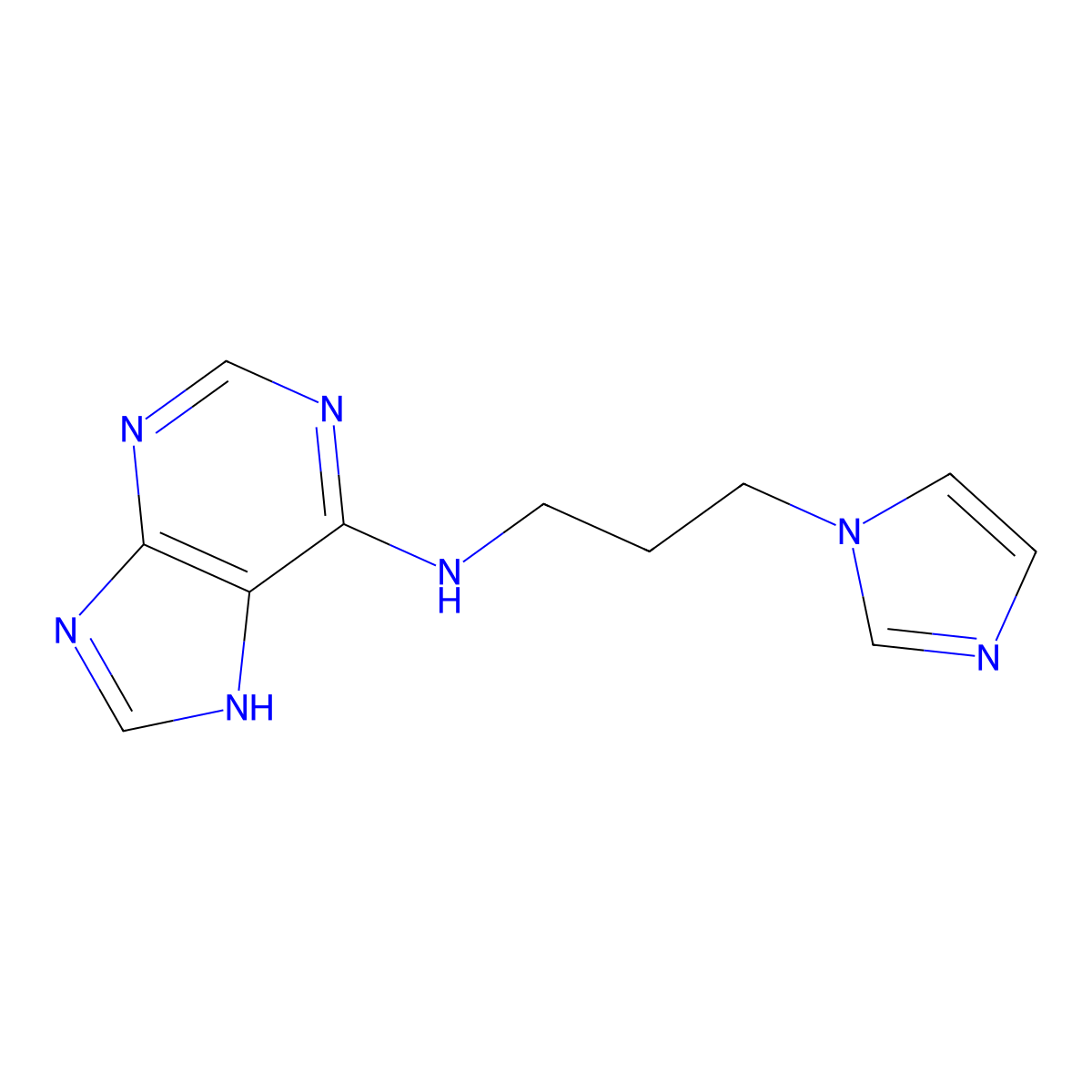 N-(3-imidazol-1-ylpropyl)-7H-purin-6-amine molecular structure, CAS 537666-87-8