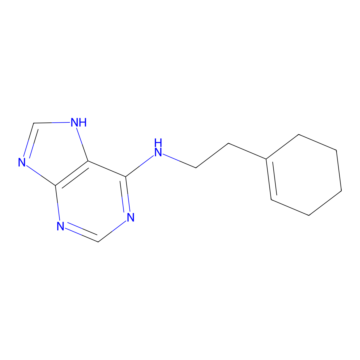 N-[2-(cyclohexen-1-yl)ethyl]-7H-purin-6-amine molecular structure, CAS 537666-91-4