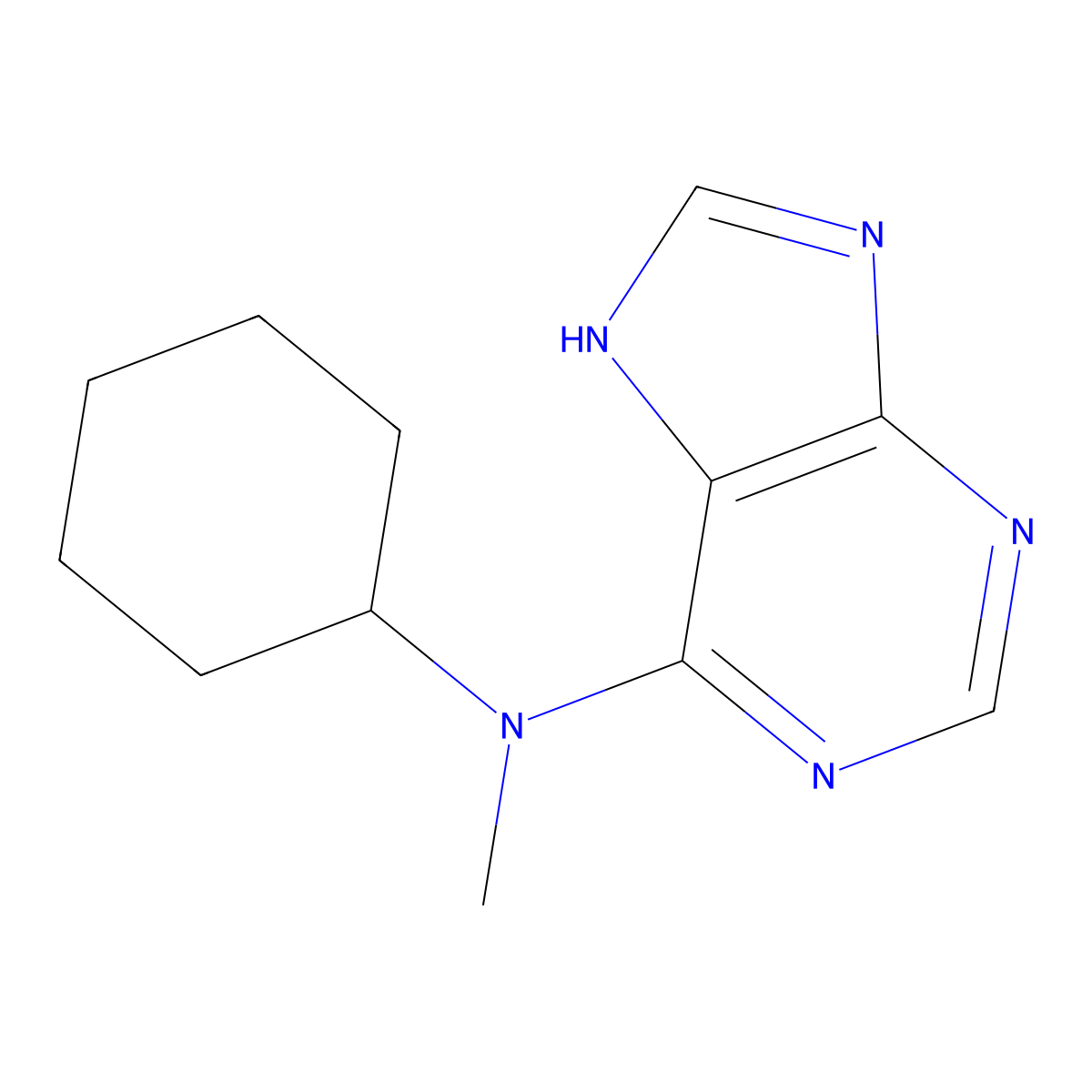N-cyclohexyl-N-methyl-7H-purin-6-amine molecular structure, CAS 537666-98-1