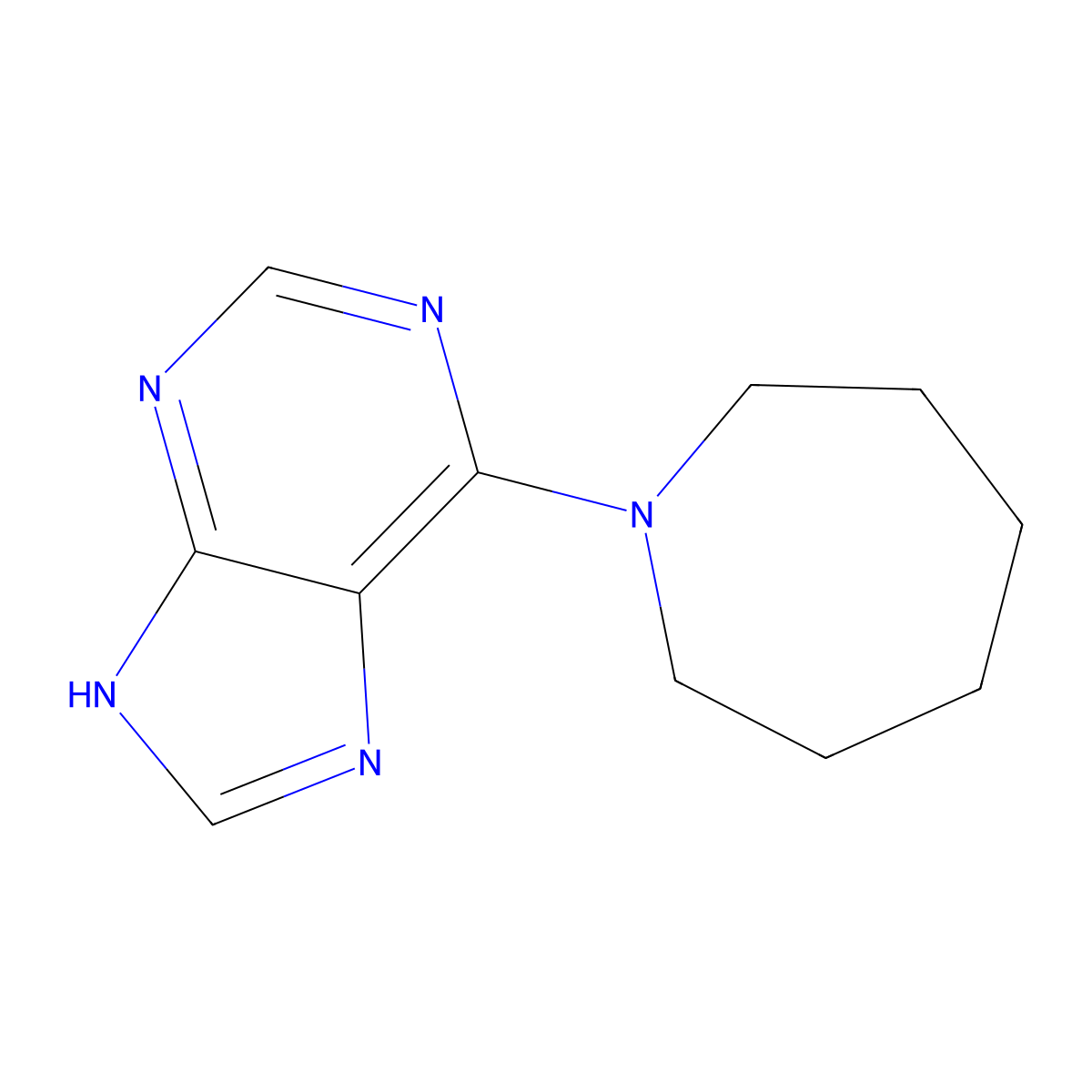 6-(azepan-1-yl)-9H-purine molecular structure, CAS 537667-01-9