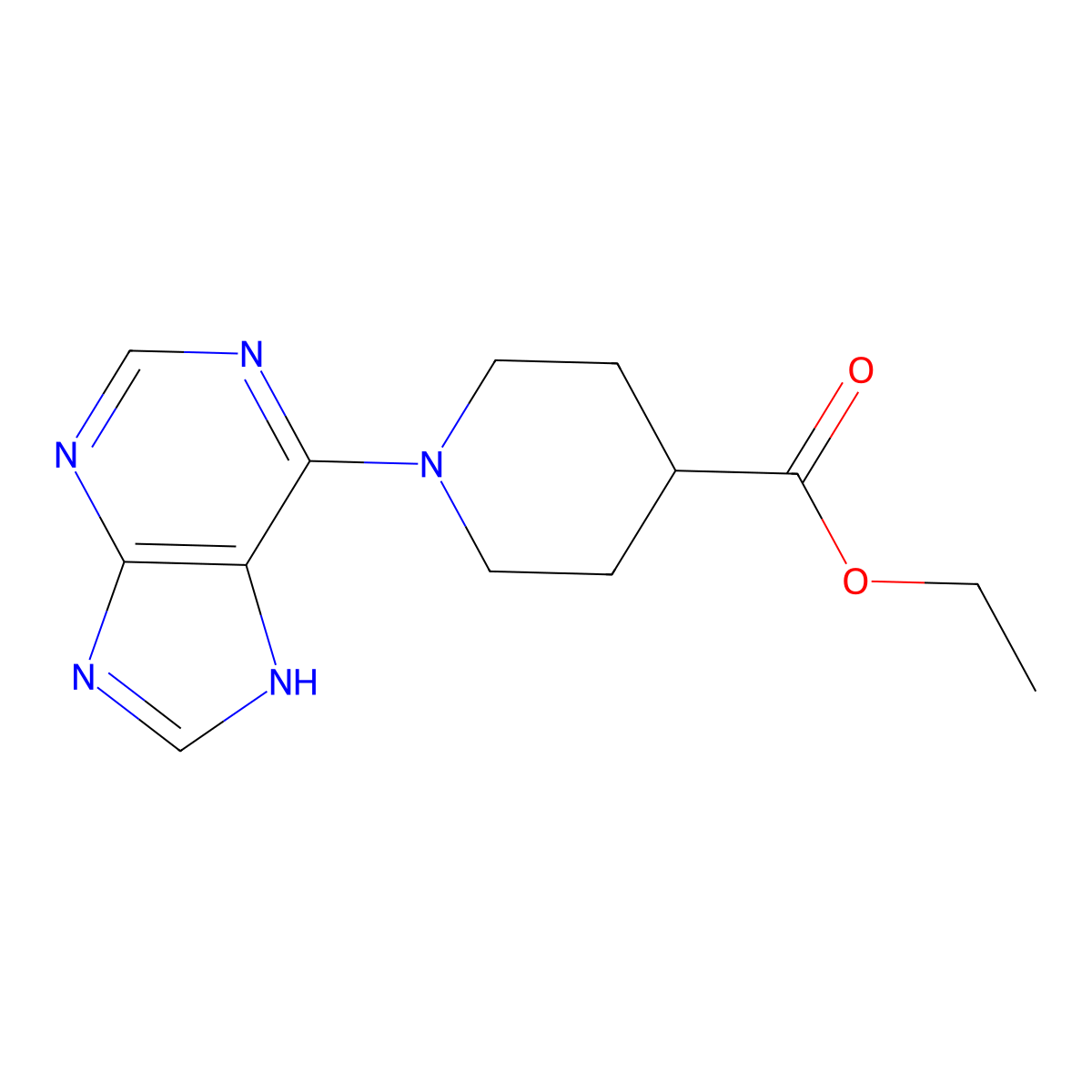 ethyl 1-(7H-purin-6-yl)piperidine-4-carboxylate molecular structure, CAS 537667-03-1