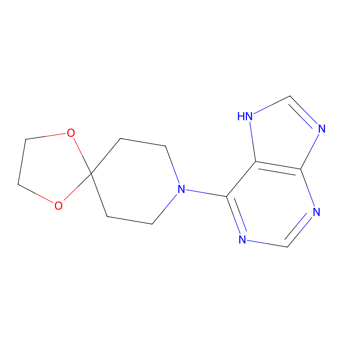 8-(7H-purin-6-yl)-1,4-dioxa-8-azaspiro[4.5]decane molecular structure, CAS 537667-05-3