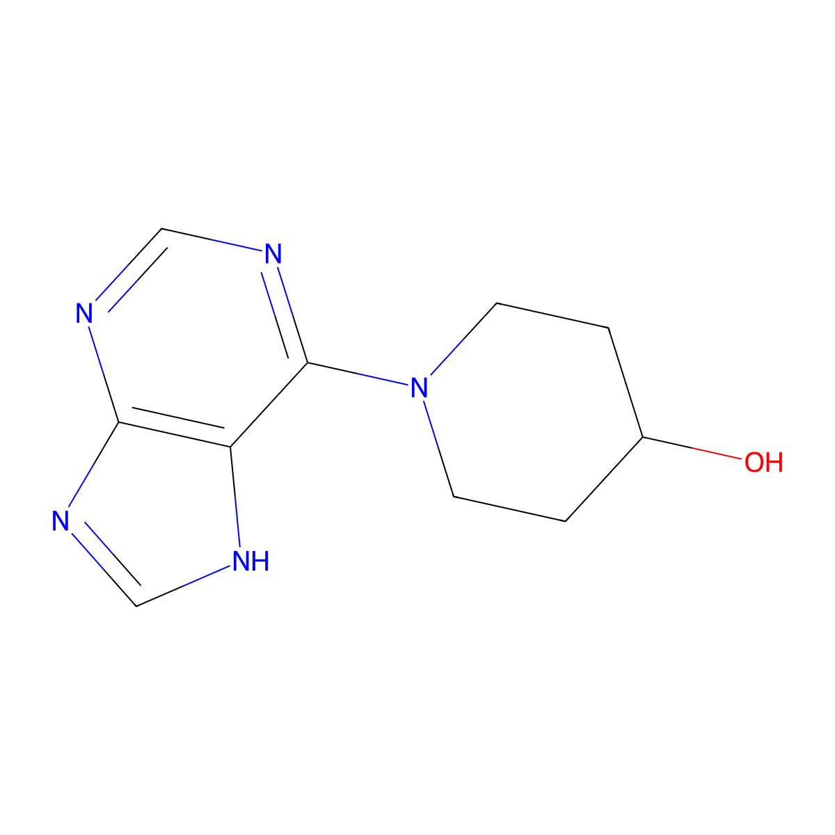 1-(9H-purin-6-yl)piperidin-4-ol molecular structure, CAS 537667-08-6