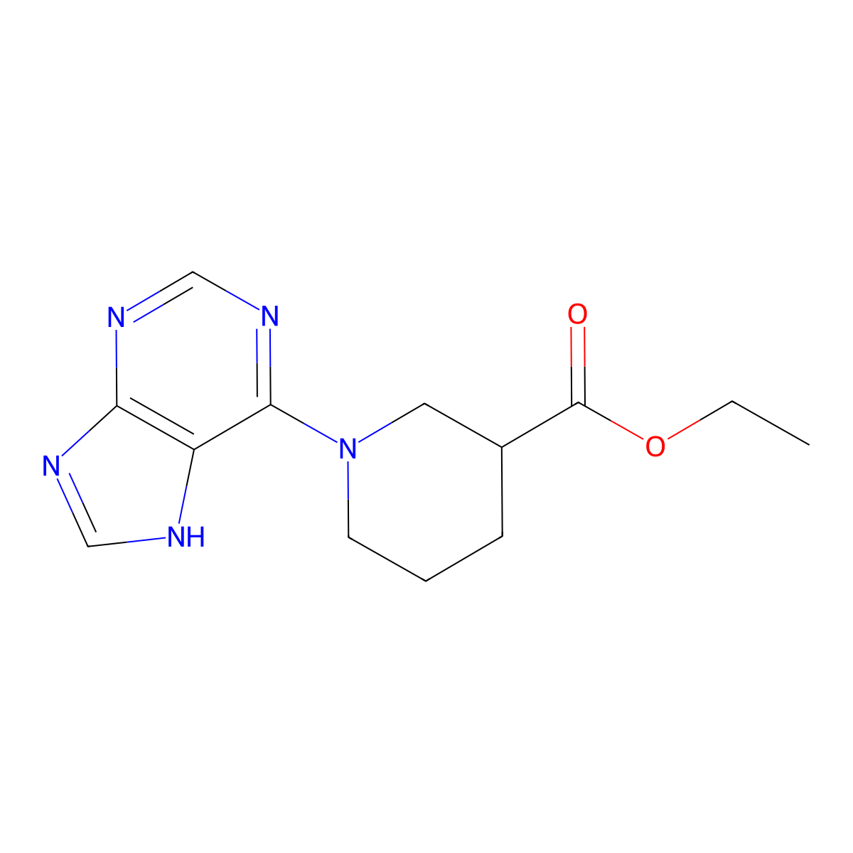 ethyl 1-(7H-purin-6-yl)piperidine-3-carboxylate molecular structure, CAS 537667-09-7