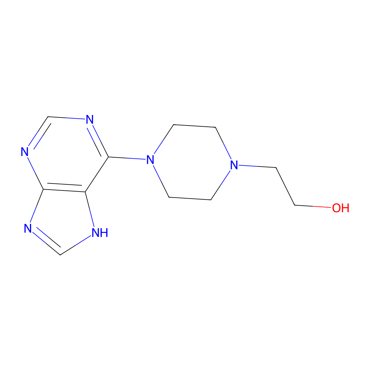 2-[4-(7H-purin-6-yl)piperazin-1-yl]ethanol molecular structure, CAS 537667-10-0
