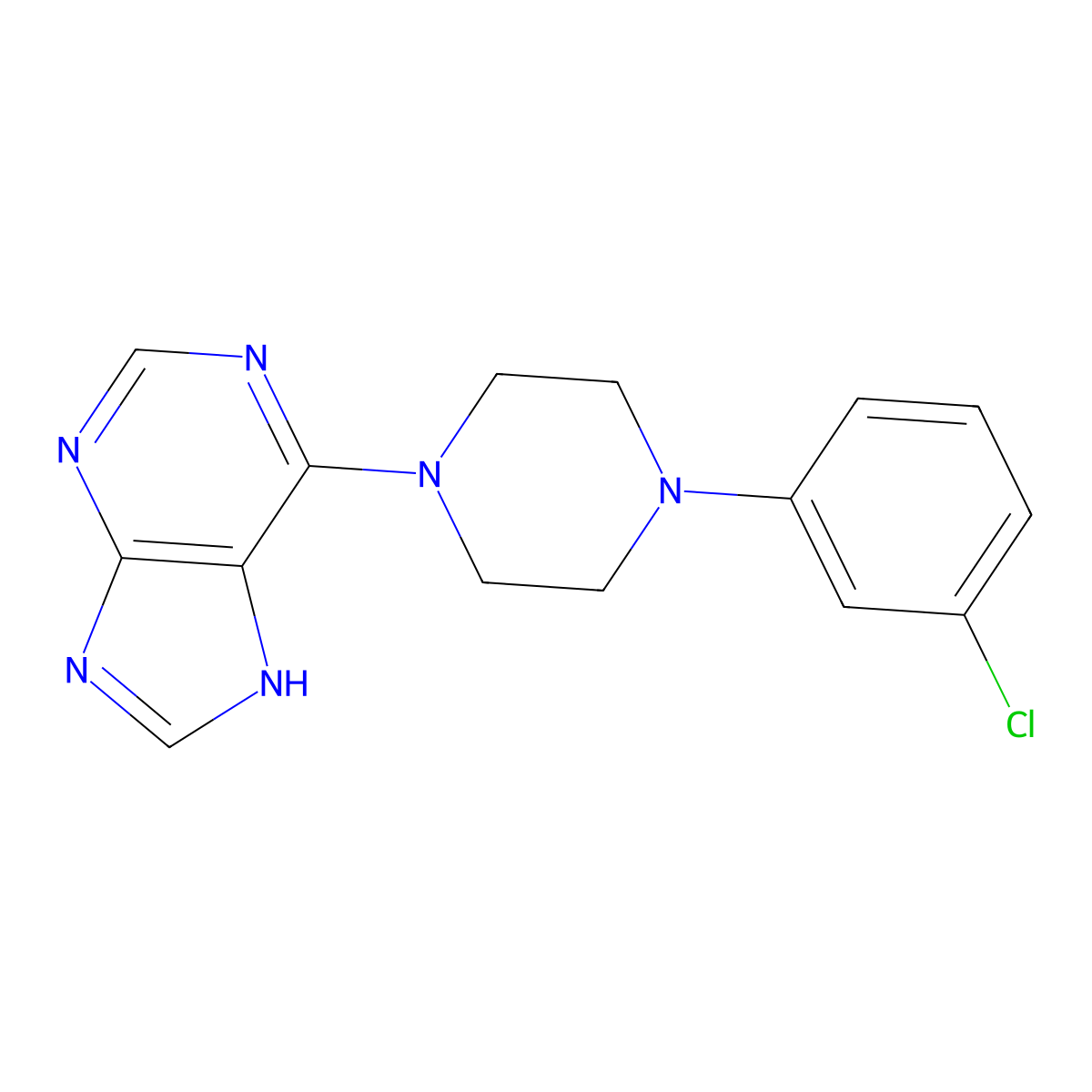 6-[4-(3-chlorophenyl)piperazin-1-yl]-9H-purine molecular structure, CAS 537667-14-4