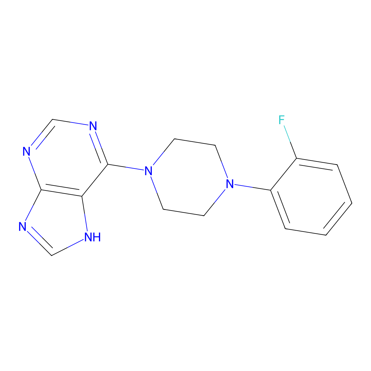 6-[4-(2-fluorophenyl)piperazin-1-yl]-7H-purine molecular structure, CAS 537667-15-5