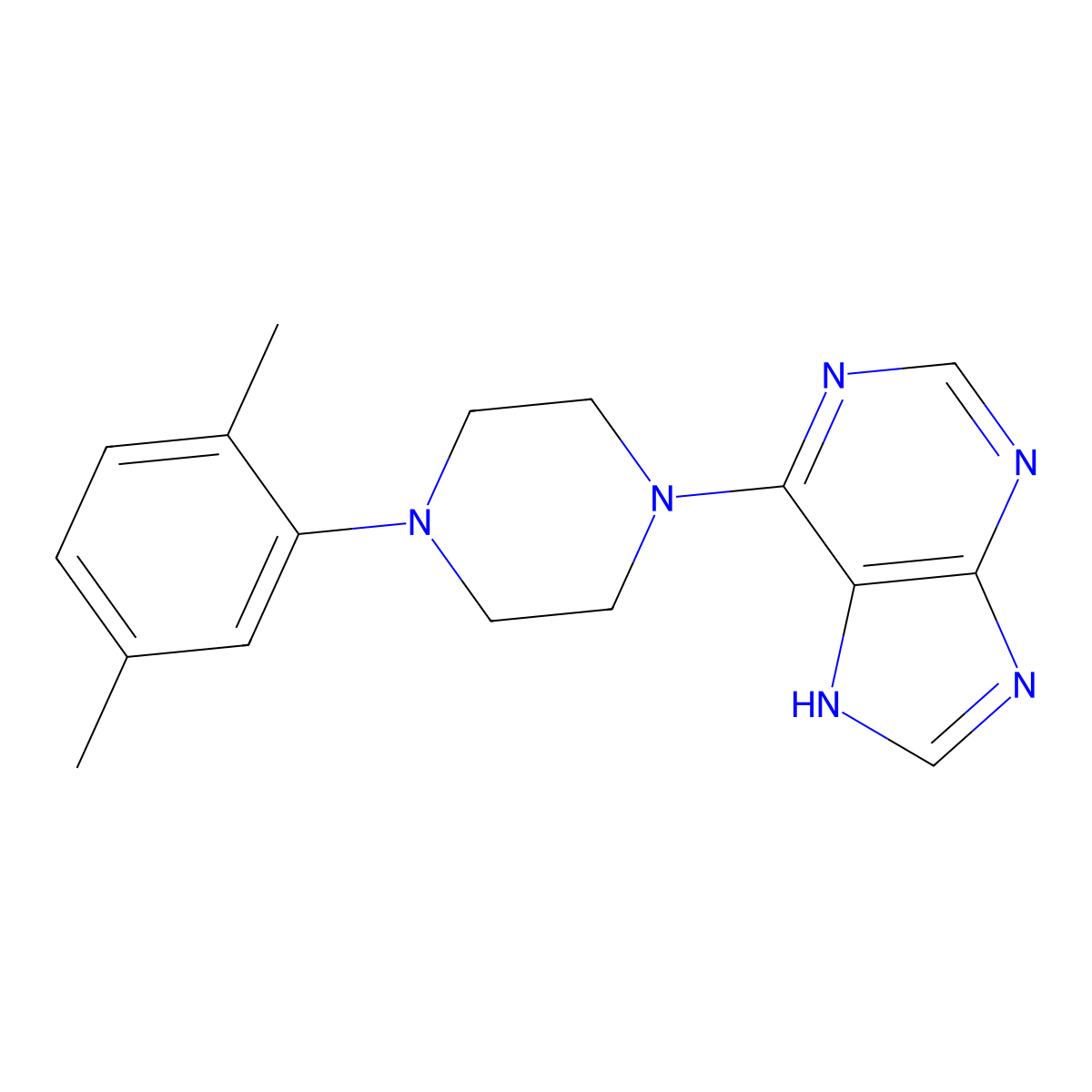 6-[4-(2,5-dimethylphenyl)piperazin-1-yl]-7H-purine molecular structure, CAS 537667-17-7