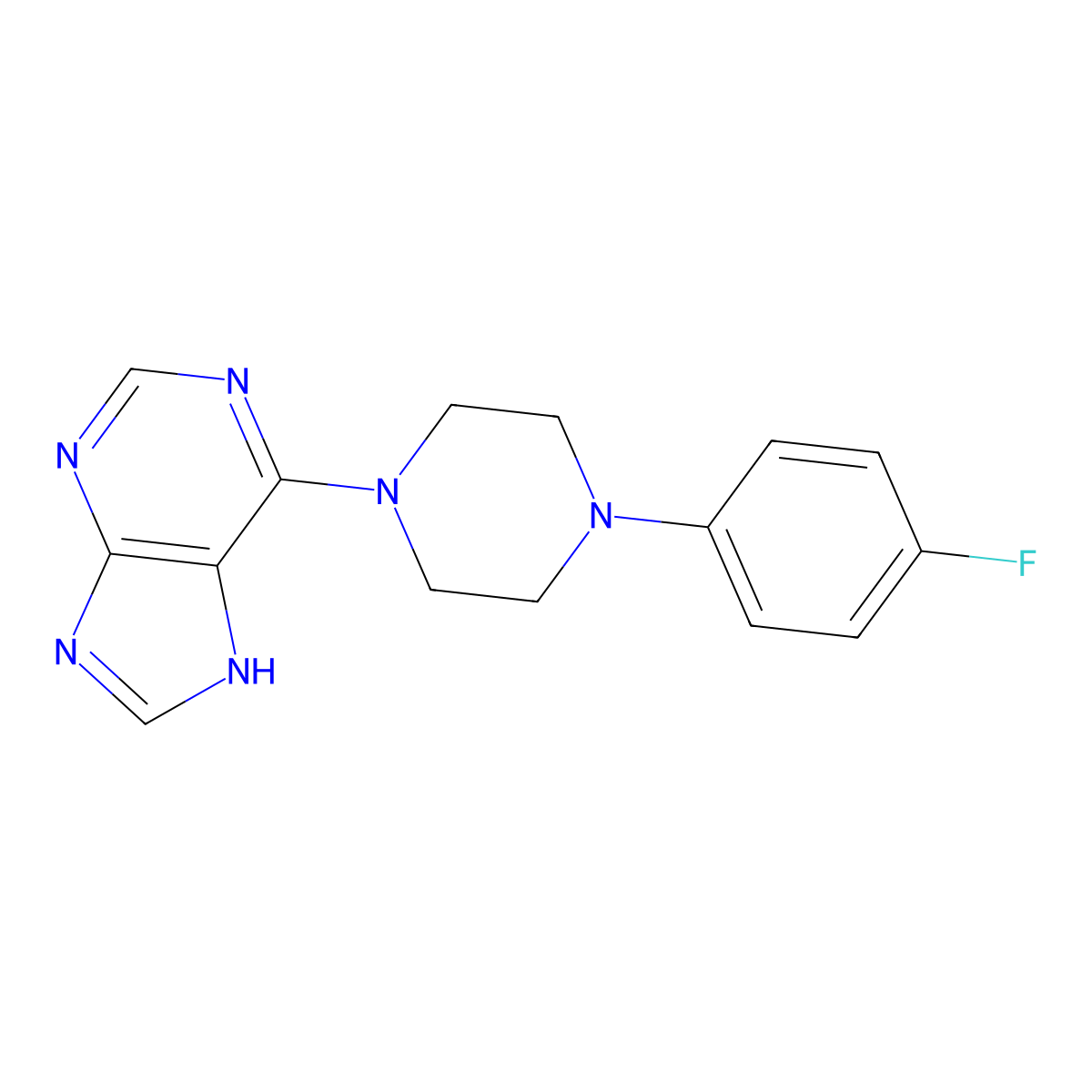 6-[4-(4-fluorophenyl)piperazin-1-yl]-7H-purine molecular structure, CAS 537667-18-8