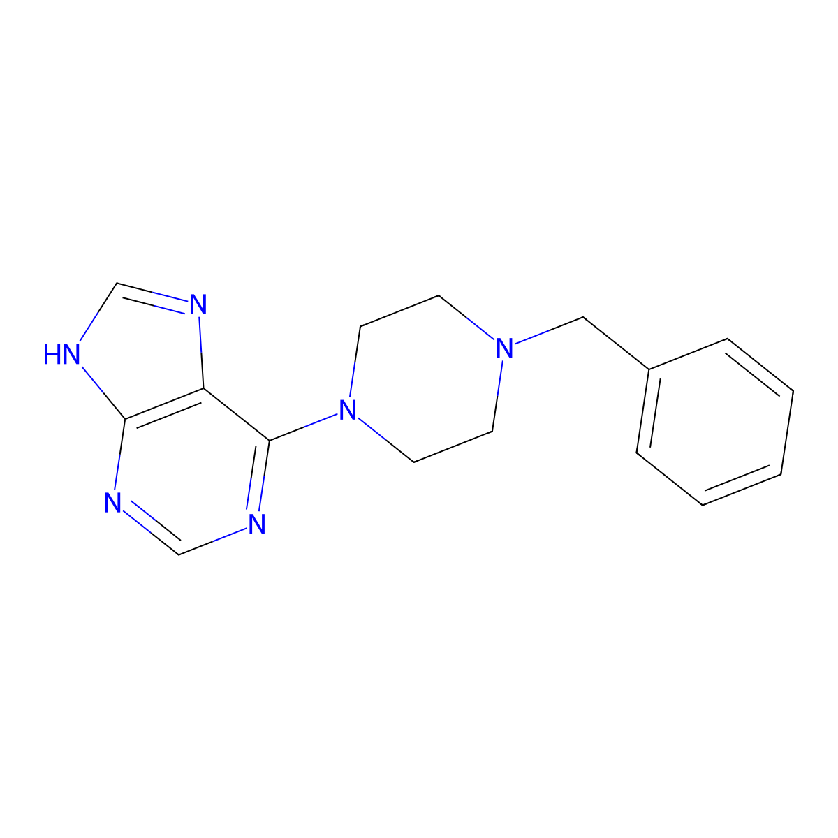 6-(4-benzylpiperazin-1-yl)-7H-purine molecular structure, CAS 537667-20-2